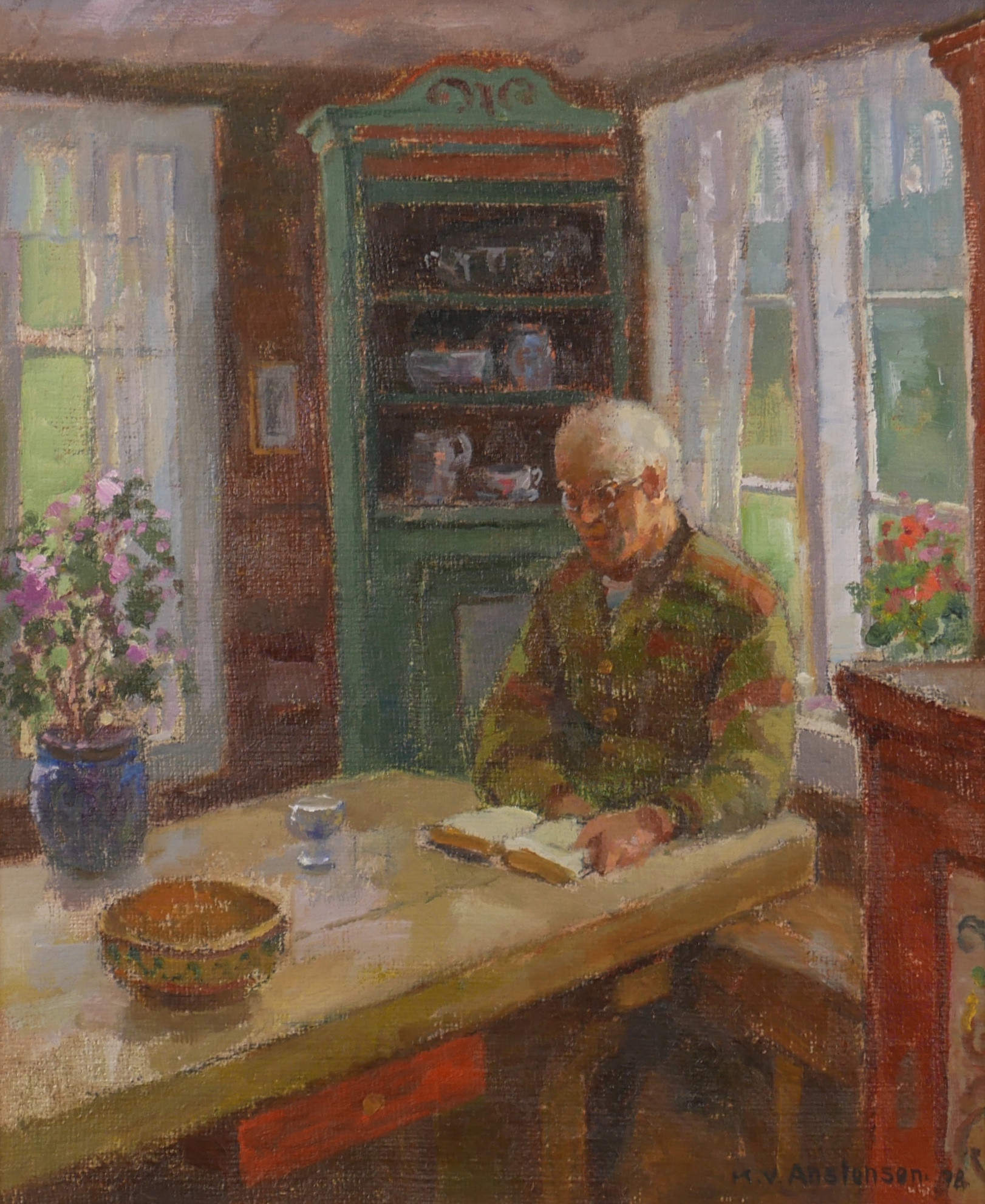 KARL VILHELM ANSTENSEN. "Interiör", olja på duk, signerad K.V. Anstensen, daterad -78.