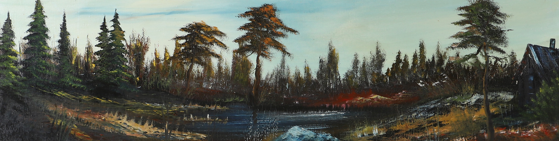 OIDENTIFIERAD KONSTNÄR. Skogsparti, olja på duk, otydligt signerad.