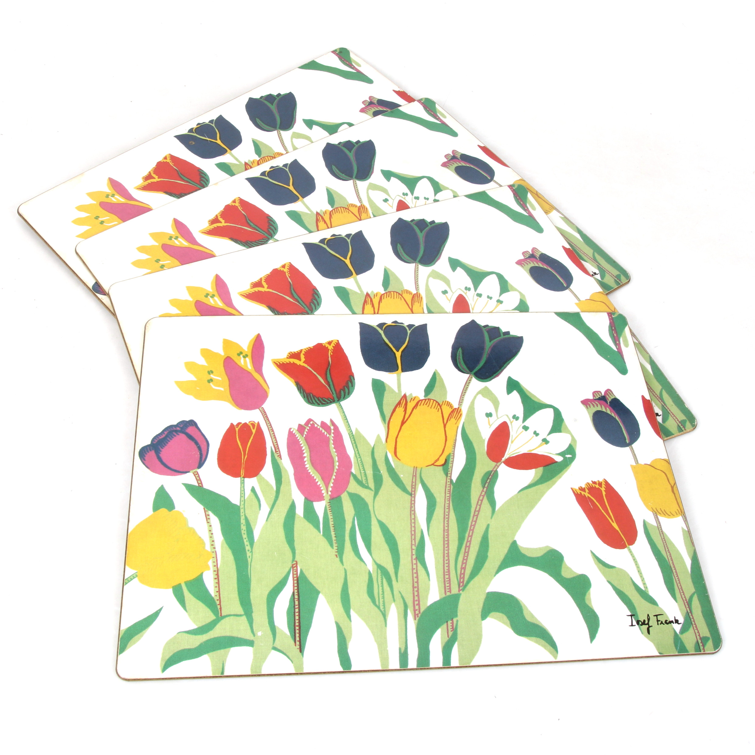 TABLETTER, 4 st " Tulpaner " Josef Frank, Firma Svenskt Tenn.