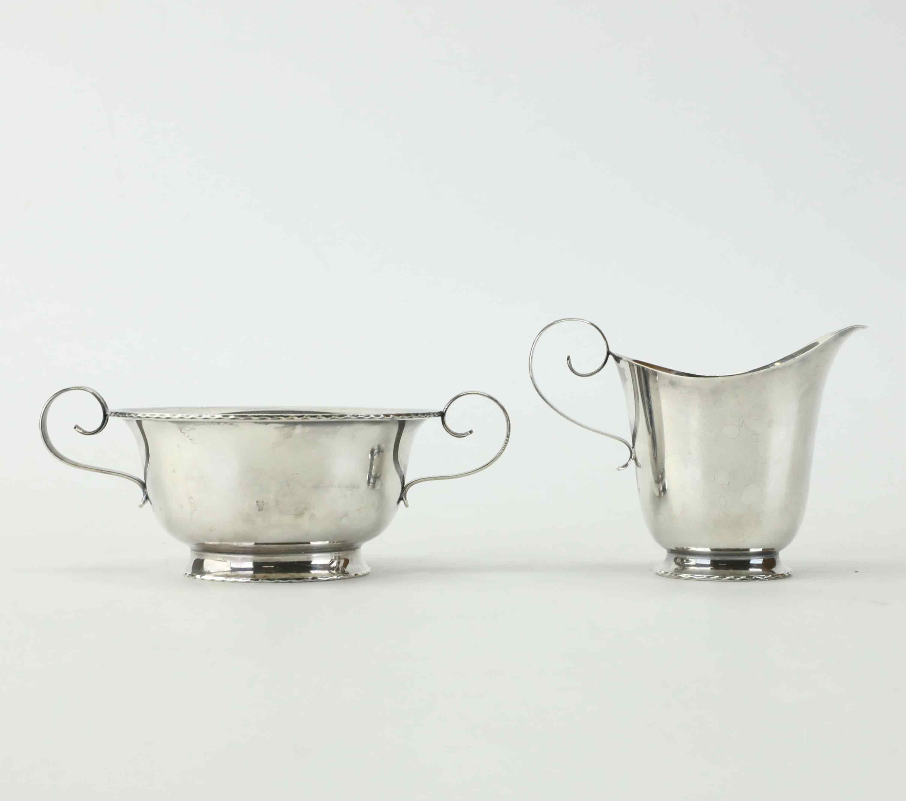 SOCKERSKÅL & GRÄDDKANNA, silver, Tesi, Göteborg, 1960-tal.