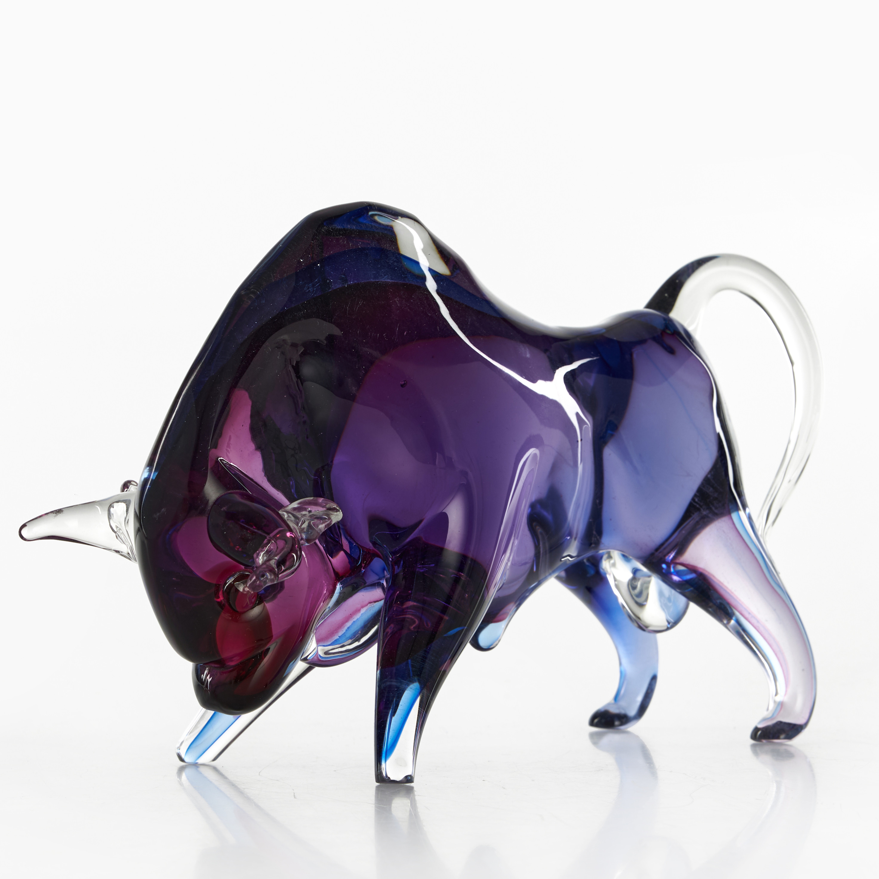 GLASSKULPTUR, TJUR, sannolikt Murano, Italien, 1960/70-tal.