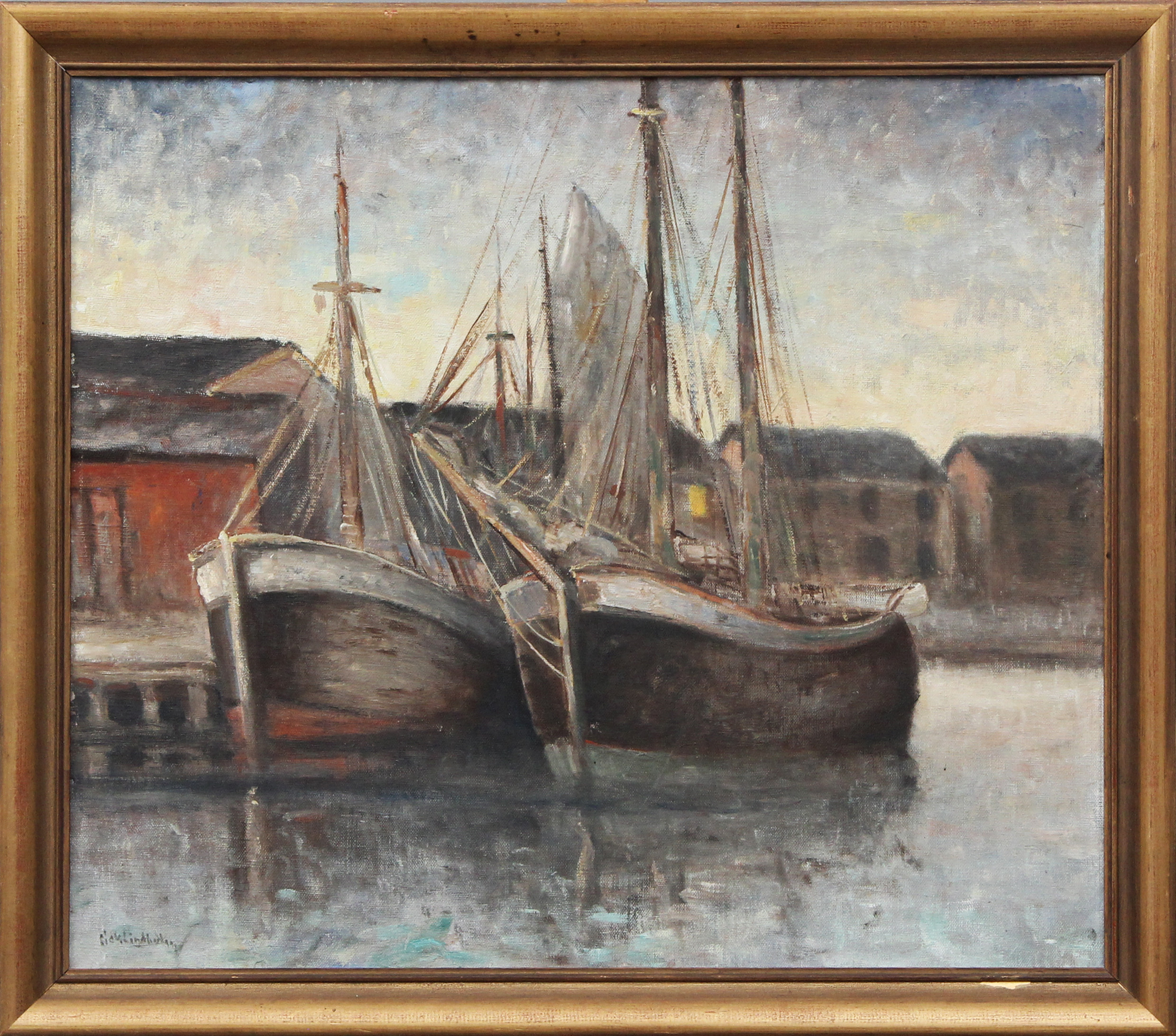 EDVIN LINDHOLM-HOUGE. OLJA, på pannå, signerad.