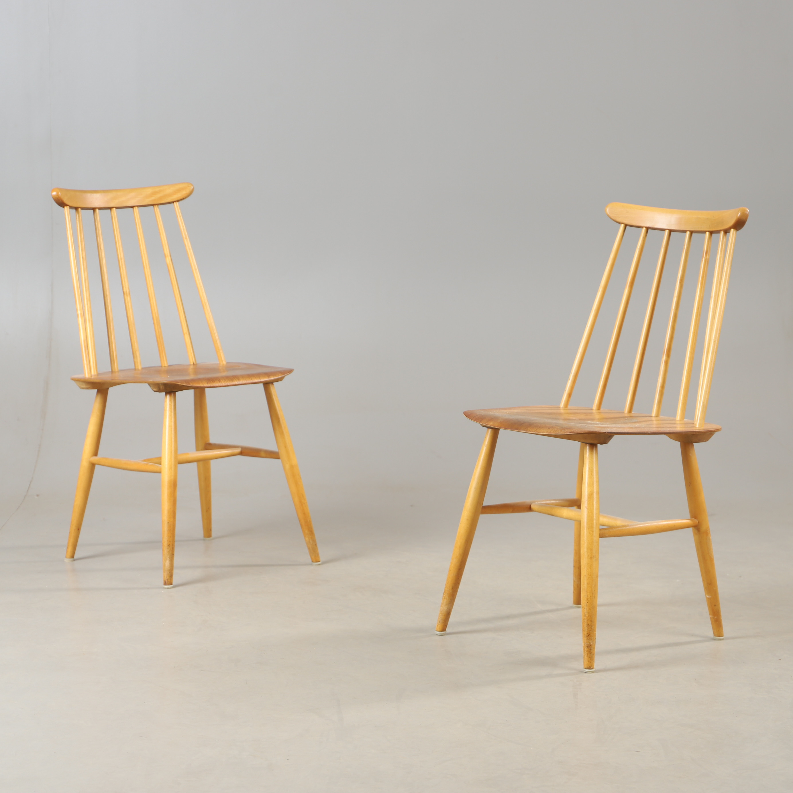 STOLAR, 1 par, "Fanett", bok och teak, Edsbyverken, 1900-talets mitt.