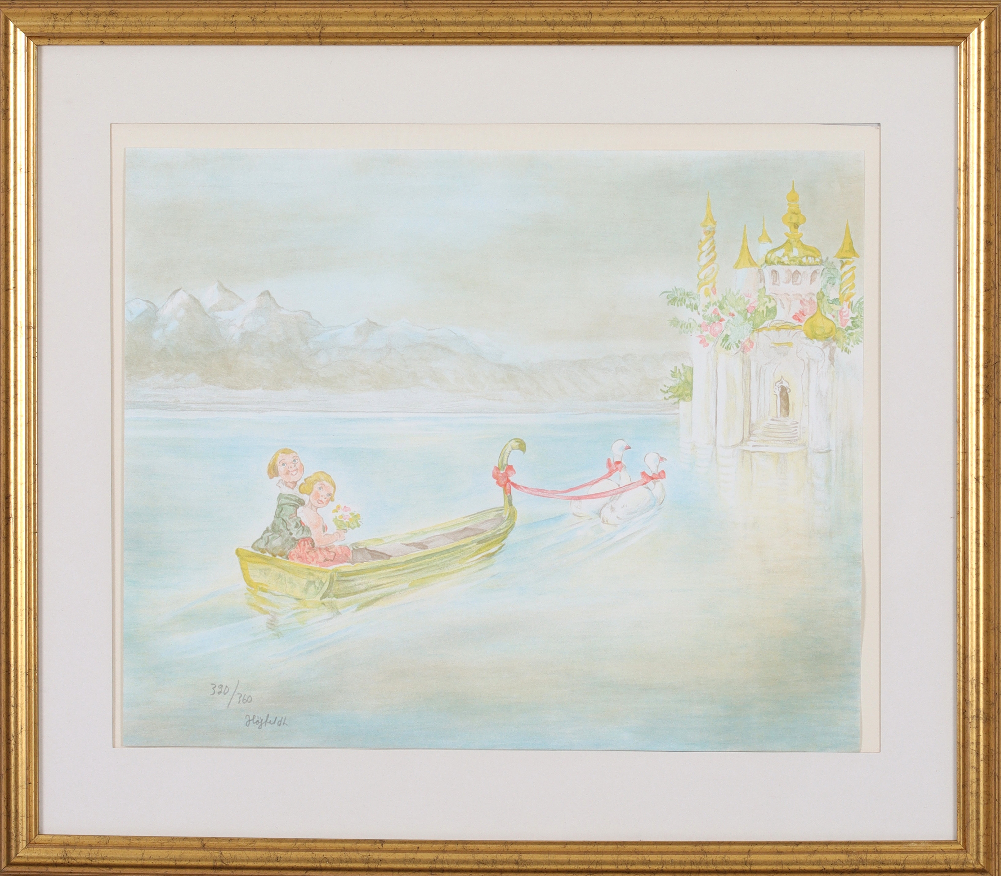 ROBERT HÖGFELDT. Par i gondolen, litografi, signerad och numrerad 320/360.