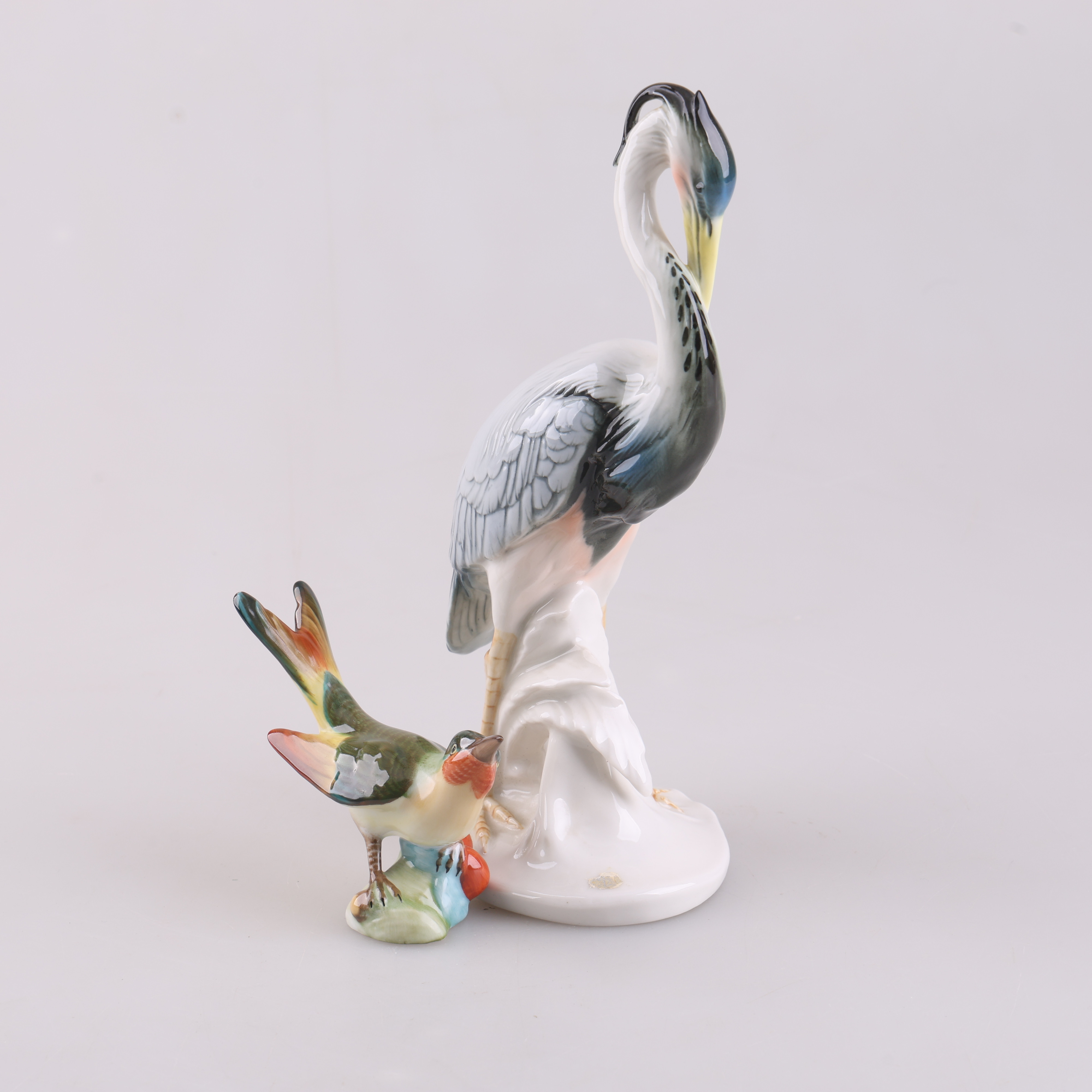 FIGURINER, 2 stycken, porslin, fåglar, Ungern.