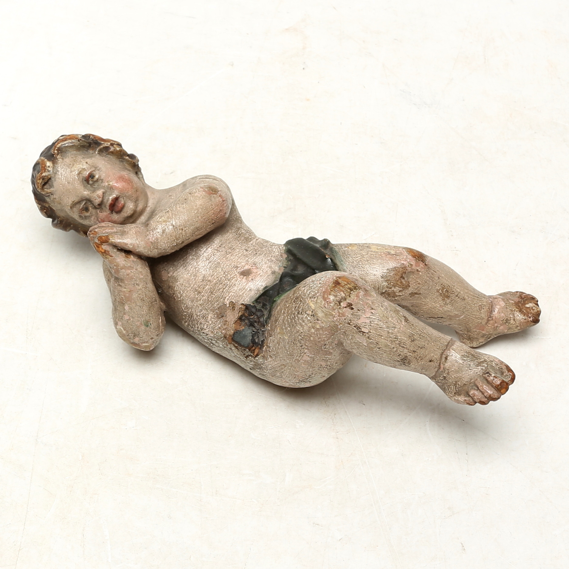 PUTTO/ÄNGEL, bemålat trä, sannolikt 16/1700-tal.