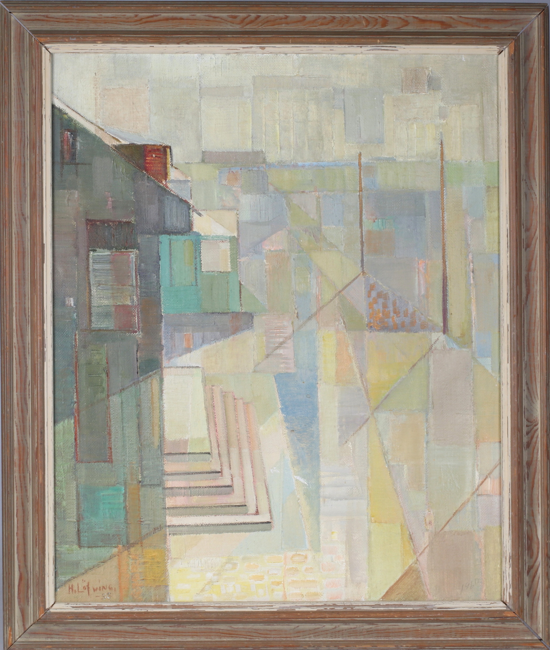 HUGO LÖFVING. Husfasader, olja på duk, signerad och daterad 1956/60.