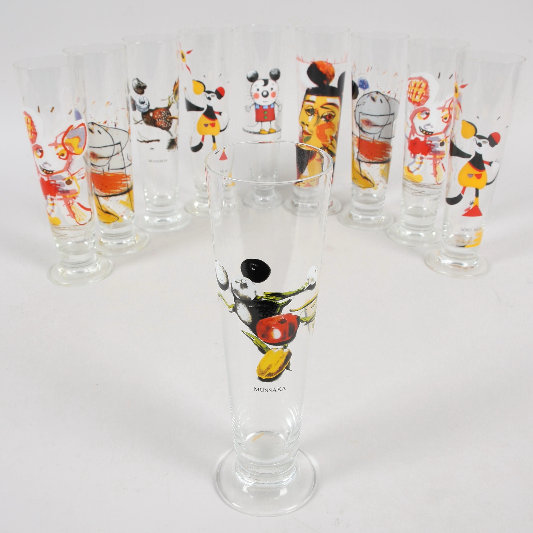 LASSE ÅBERG. Ölglas, 10 st, glas, signerade, 1900-talets andra hälft.