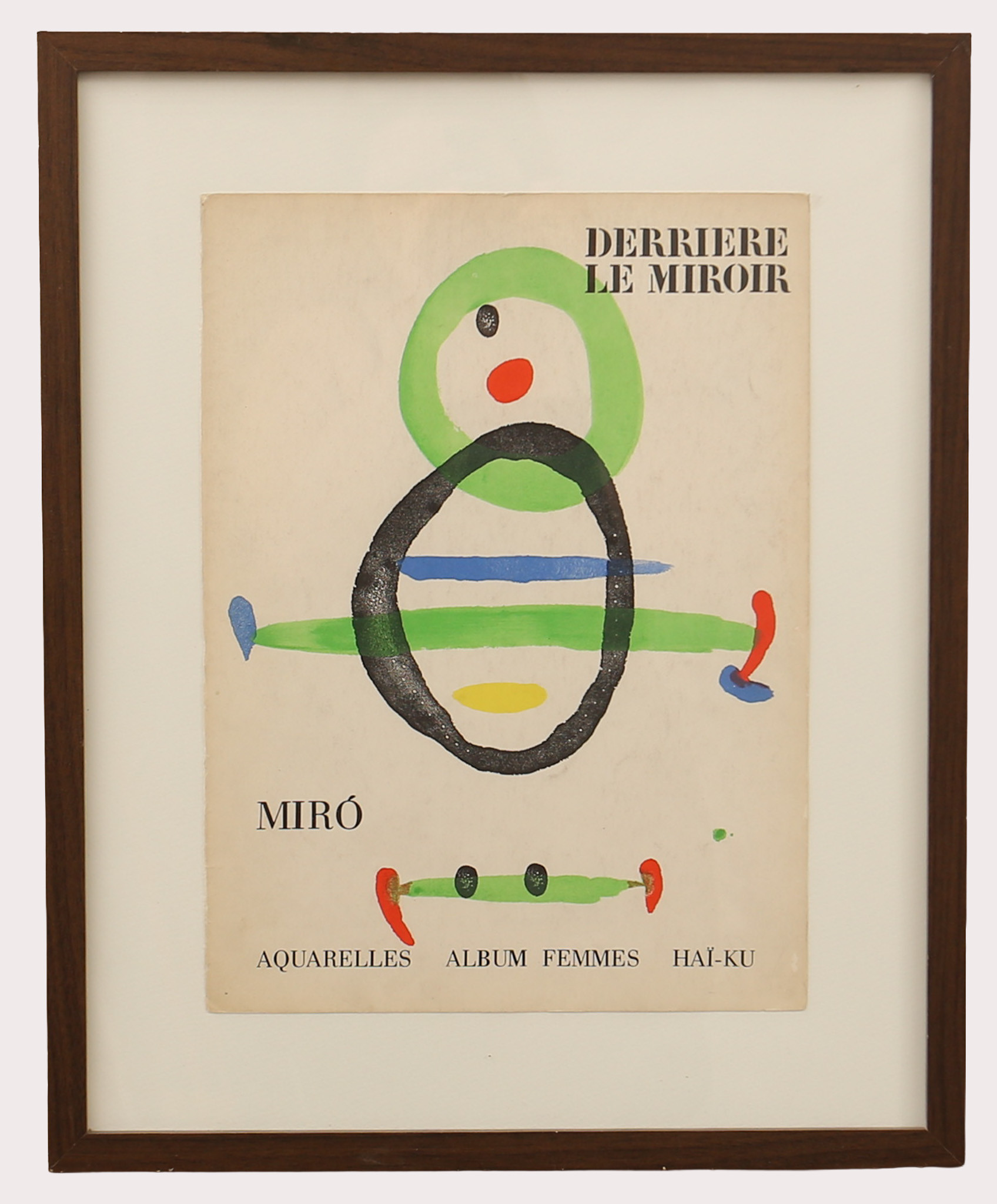JOAN MIRÓ. Omslaget till Derriére le miroir, nr 69, Paris 1967, " Aquarelles, Album femmes, Hai-Ku".