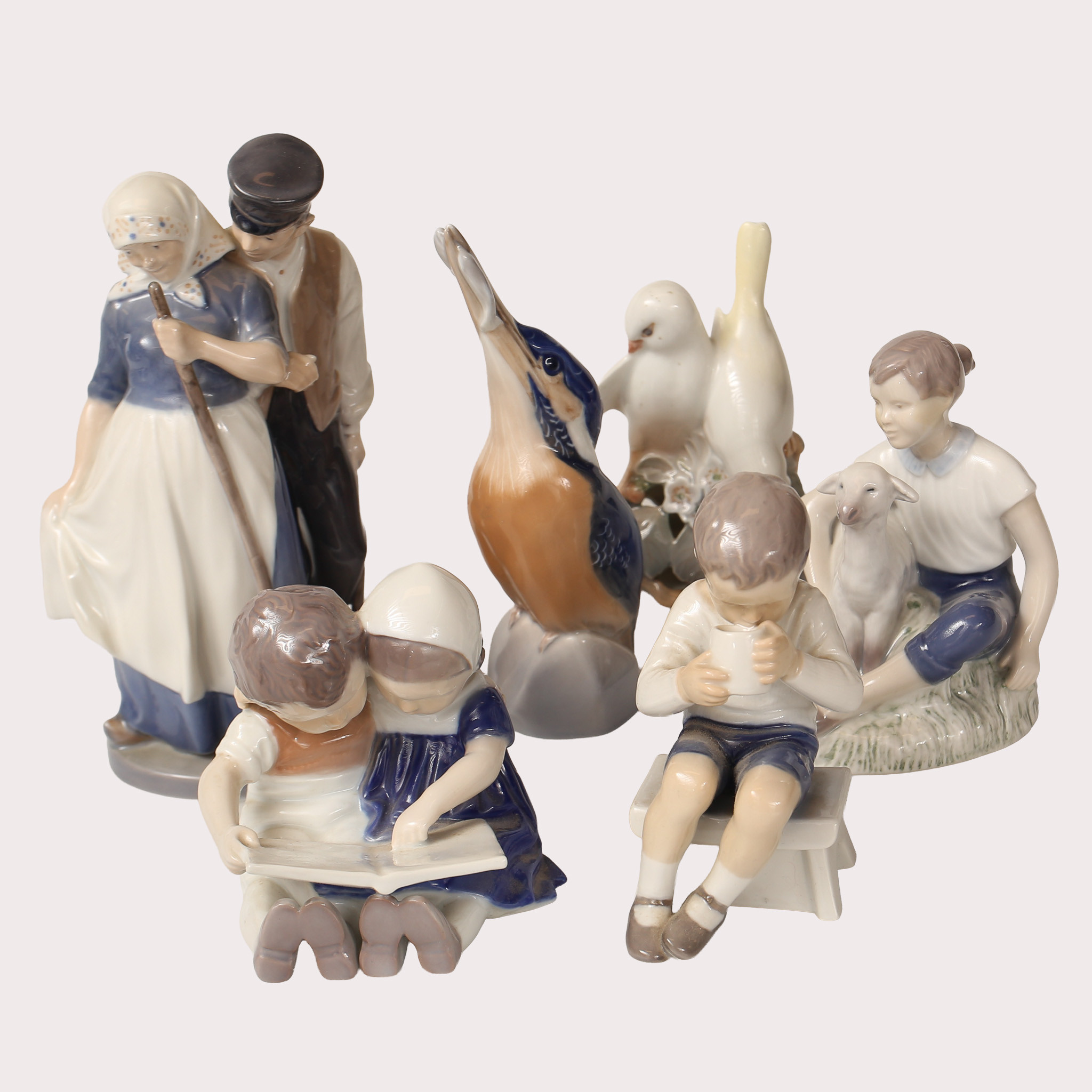 FIGURINER, Porslin, Royal Copenhagen/Bing&Gröndahl, Danmark, 6 stycken.