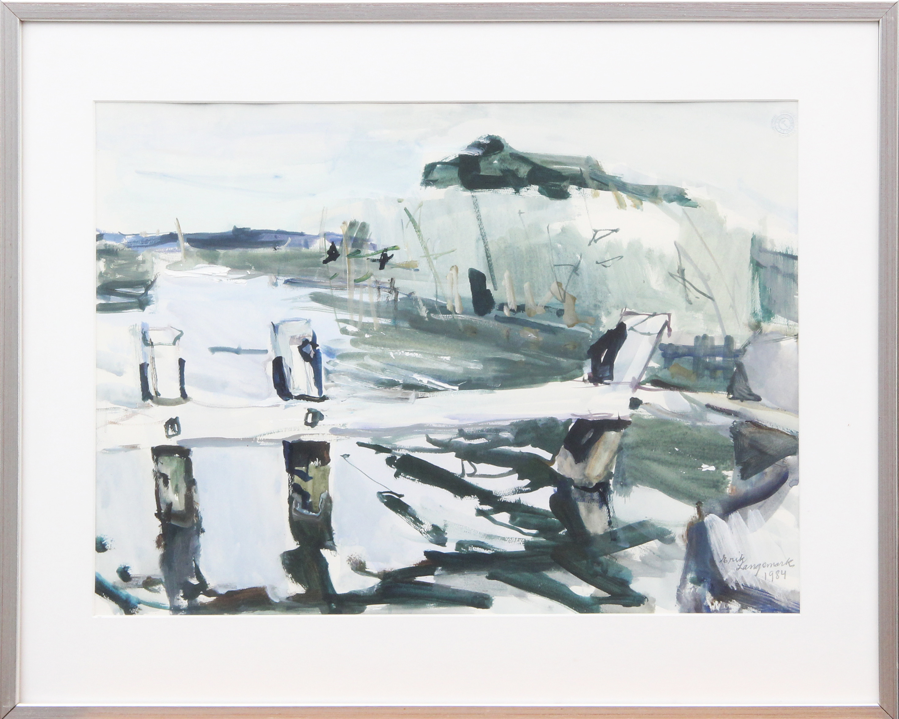 ERIK LANGEMARK. AKVARELL, signerad, 1984.