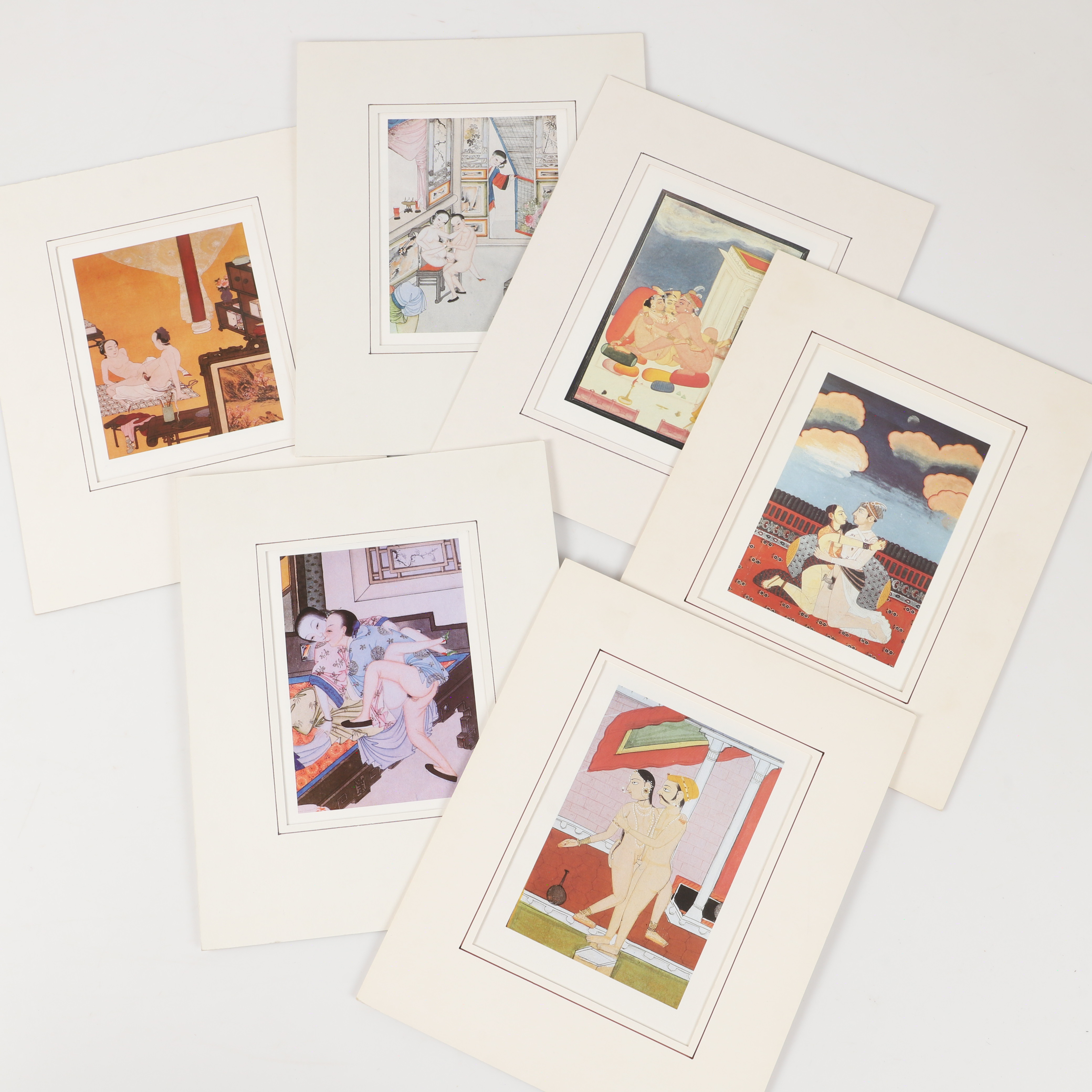 EROTISKA TRYCK, 6 stycken, bl. a. Indien.