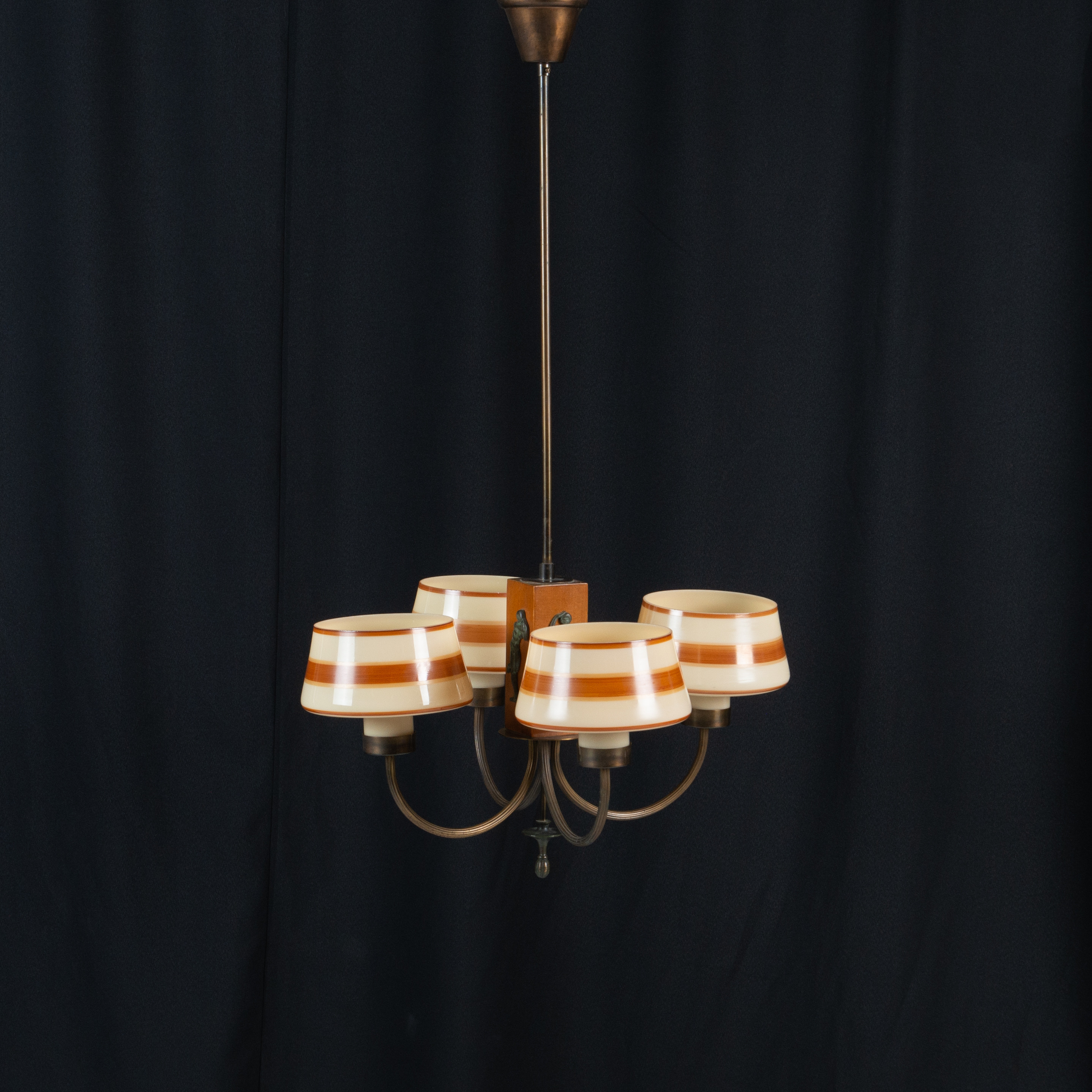 TAKLAMPA, trä och metall, art deco, 1930-40-tal.