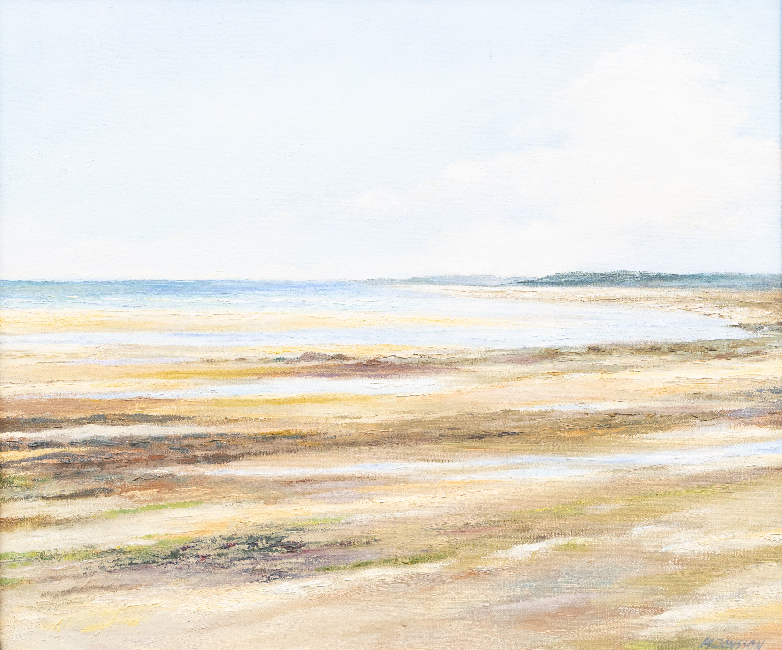 MARIANNE JONSSON (FÖDD 1935). Lundåkrabukten, olja på duk, signerad.