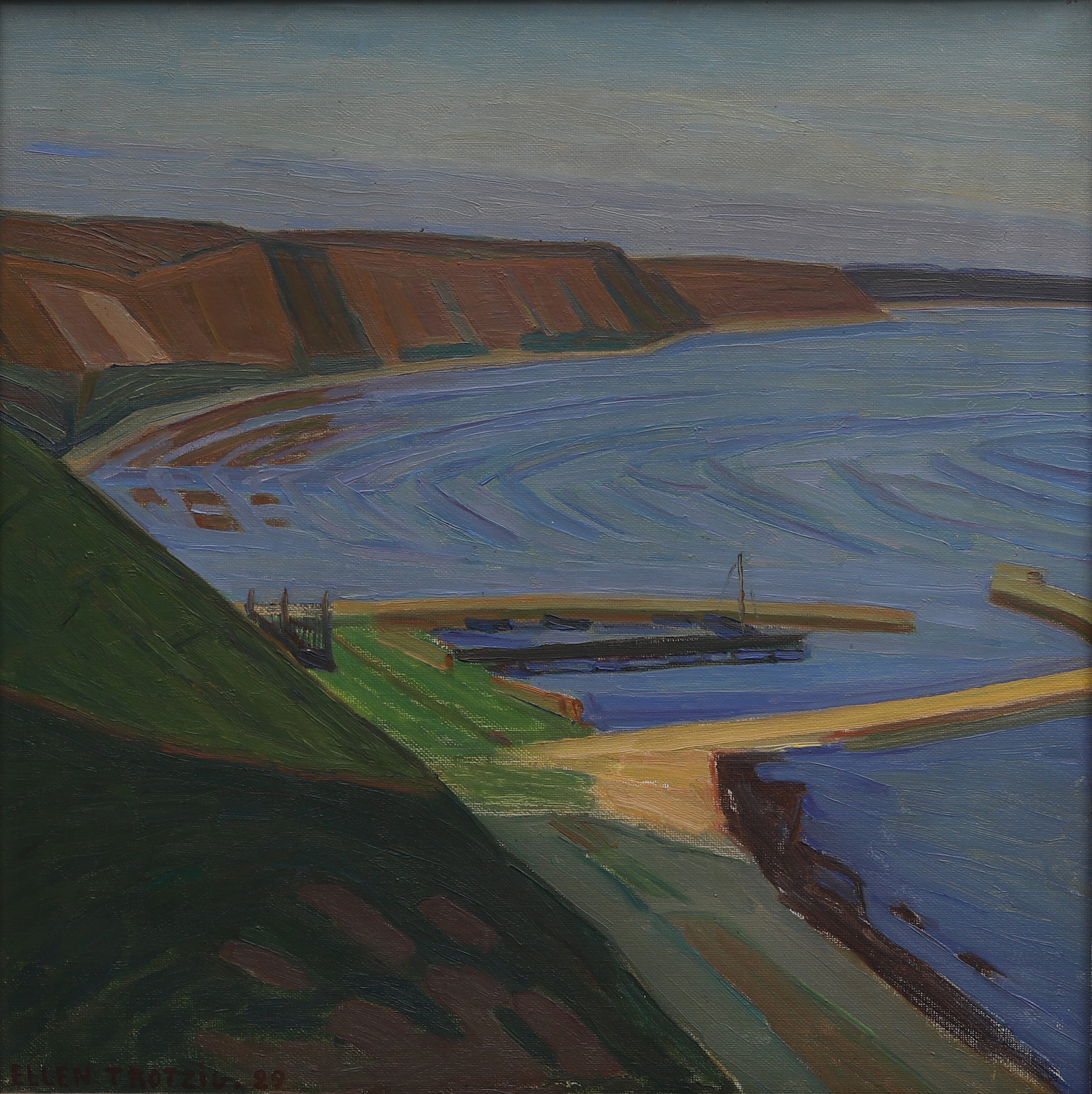 ELLEN TROTZIG. Motiv från Kåseberga, olja på duk, signerad och daterad -29.