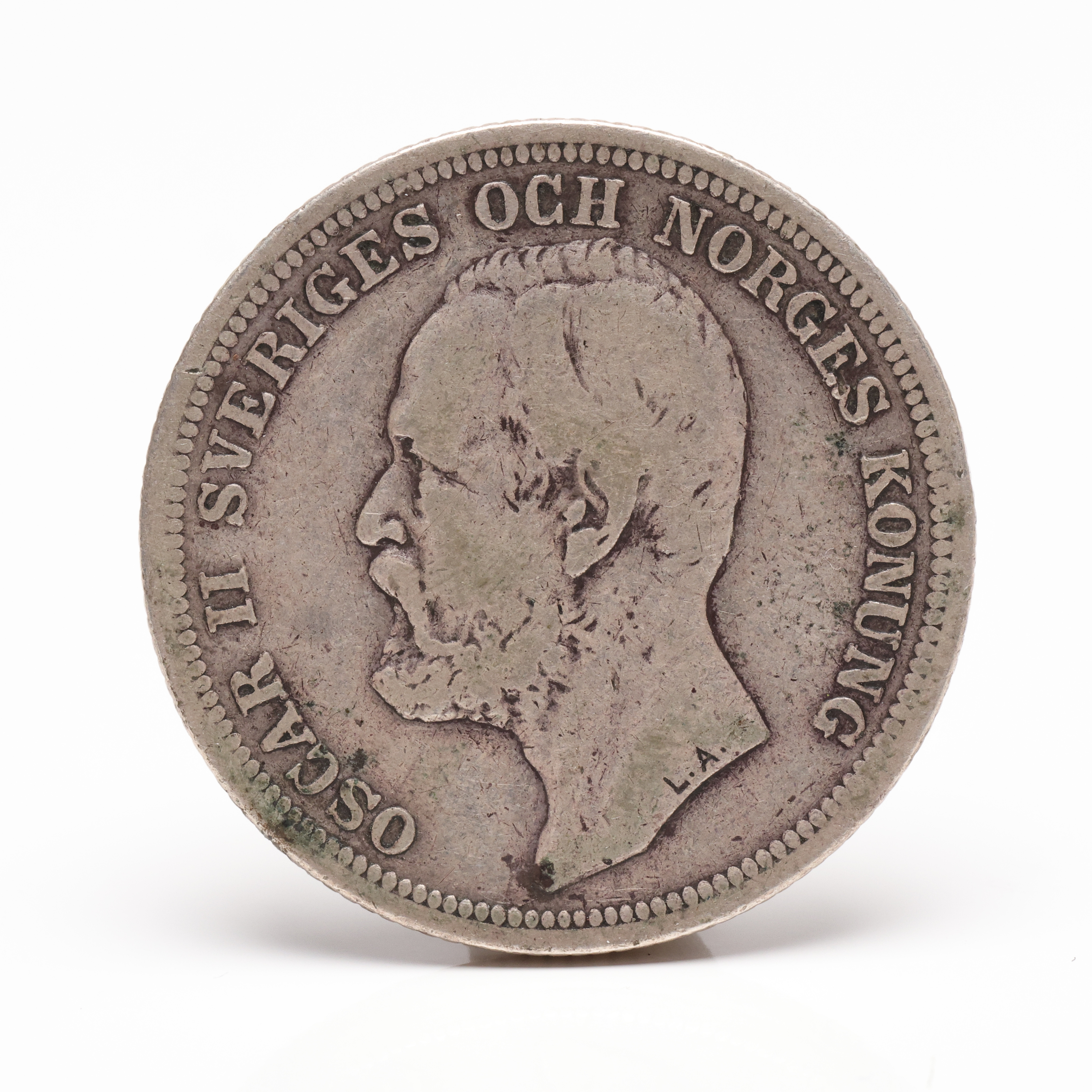 MYNT, OSCAR II, 2 Kronor, Sverige, 1900.