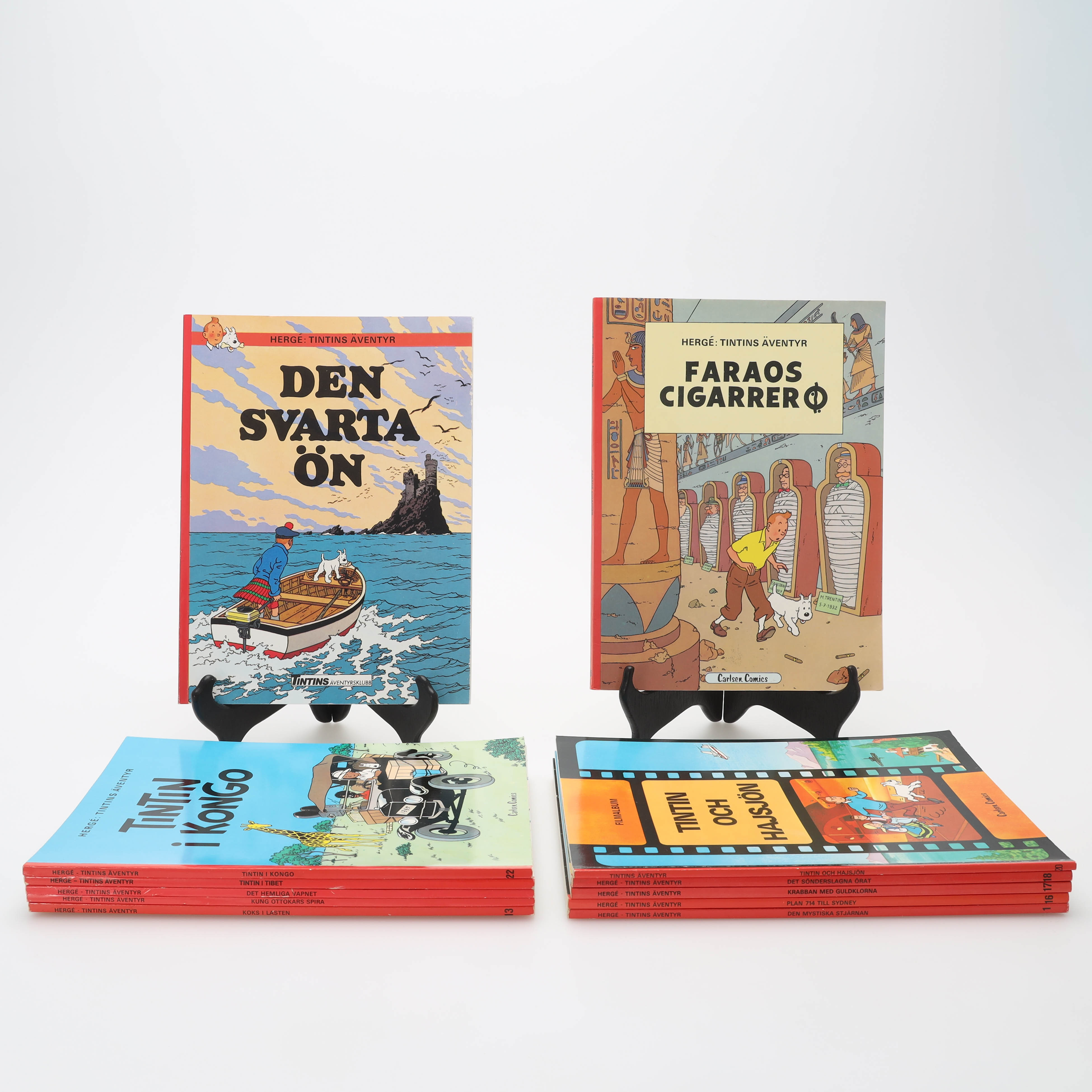 TINTIN, 12 st, seriealbum, delvis 1:a upplagor, Hergé.