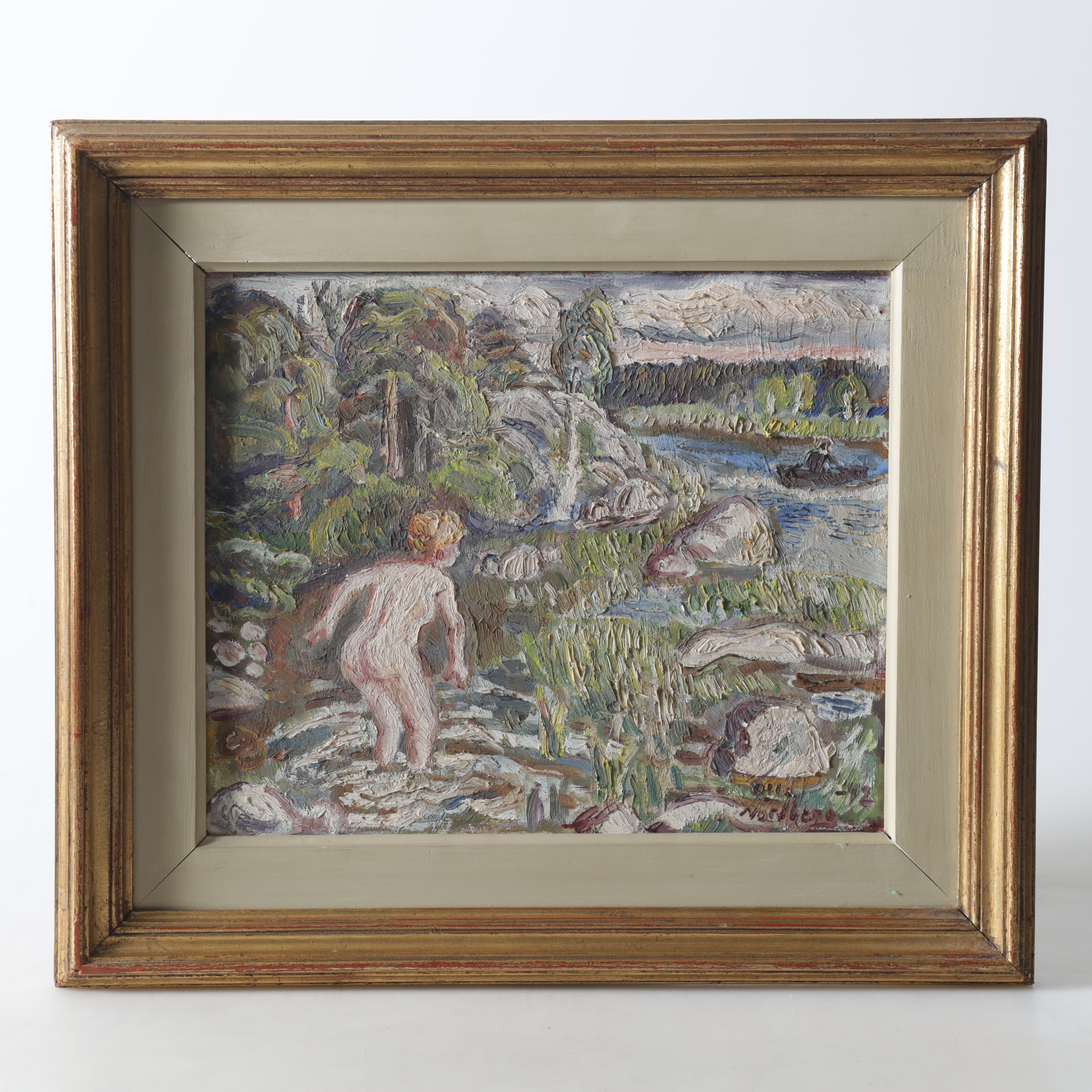 OLLE NORDBERG. Olja på pannå, signerad samt daterad -42.