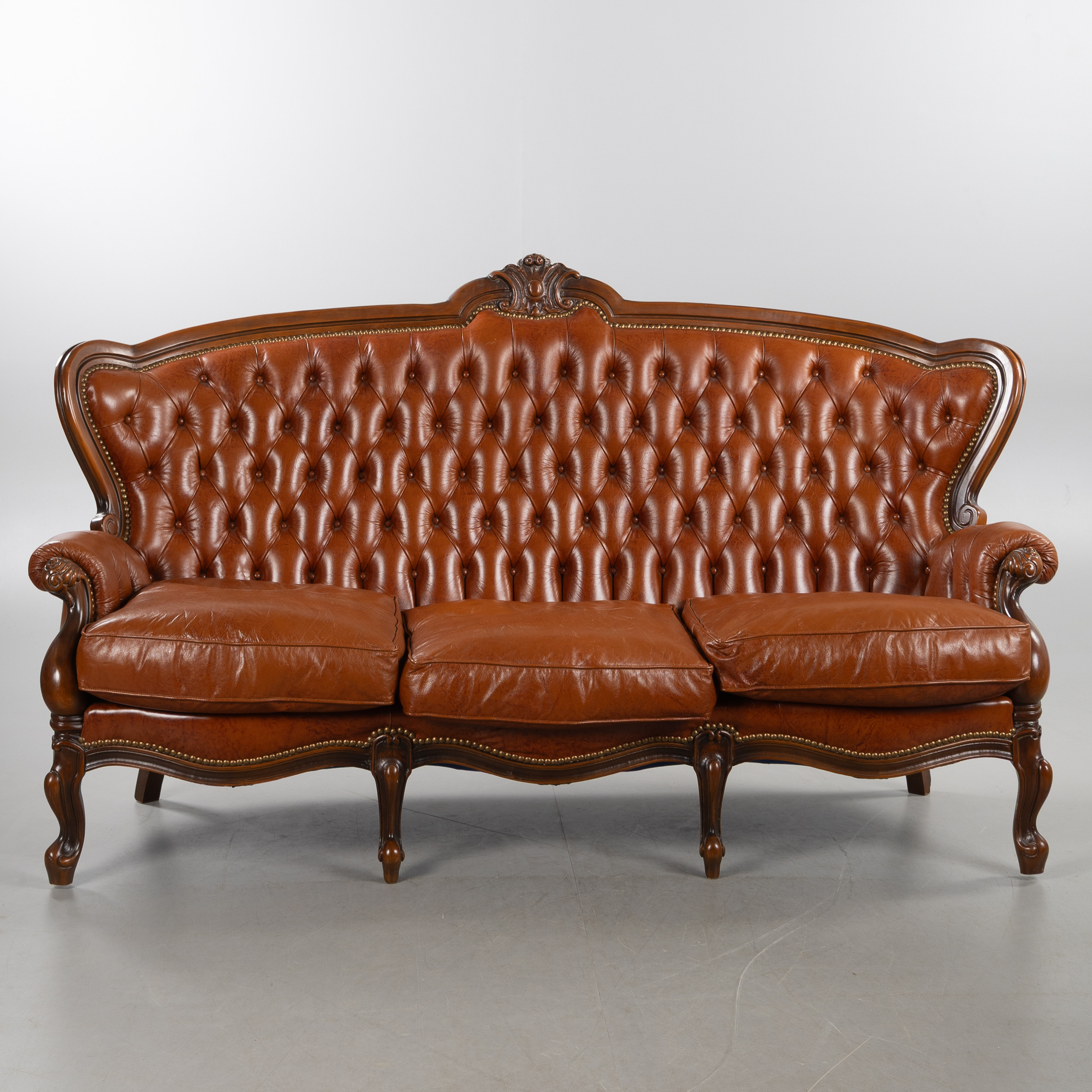 SOFFA, rokokostil, läderklädsel, 1900-tal.