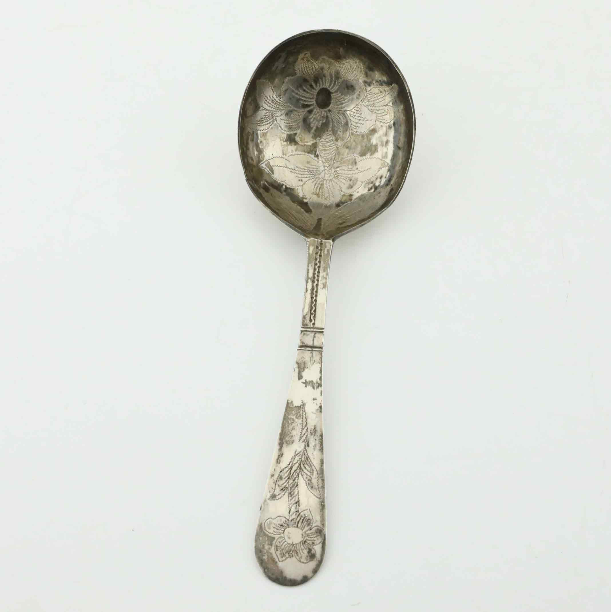 NILS GRUBB. Brännvinssked, silver, Hudiksvall, 1772.