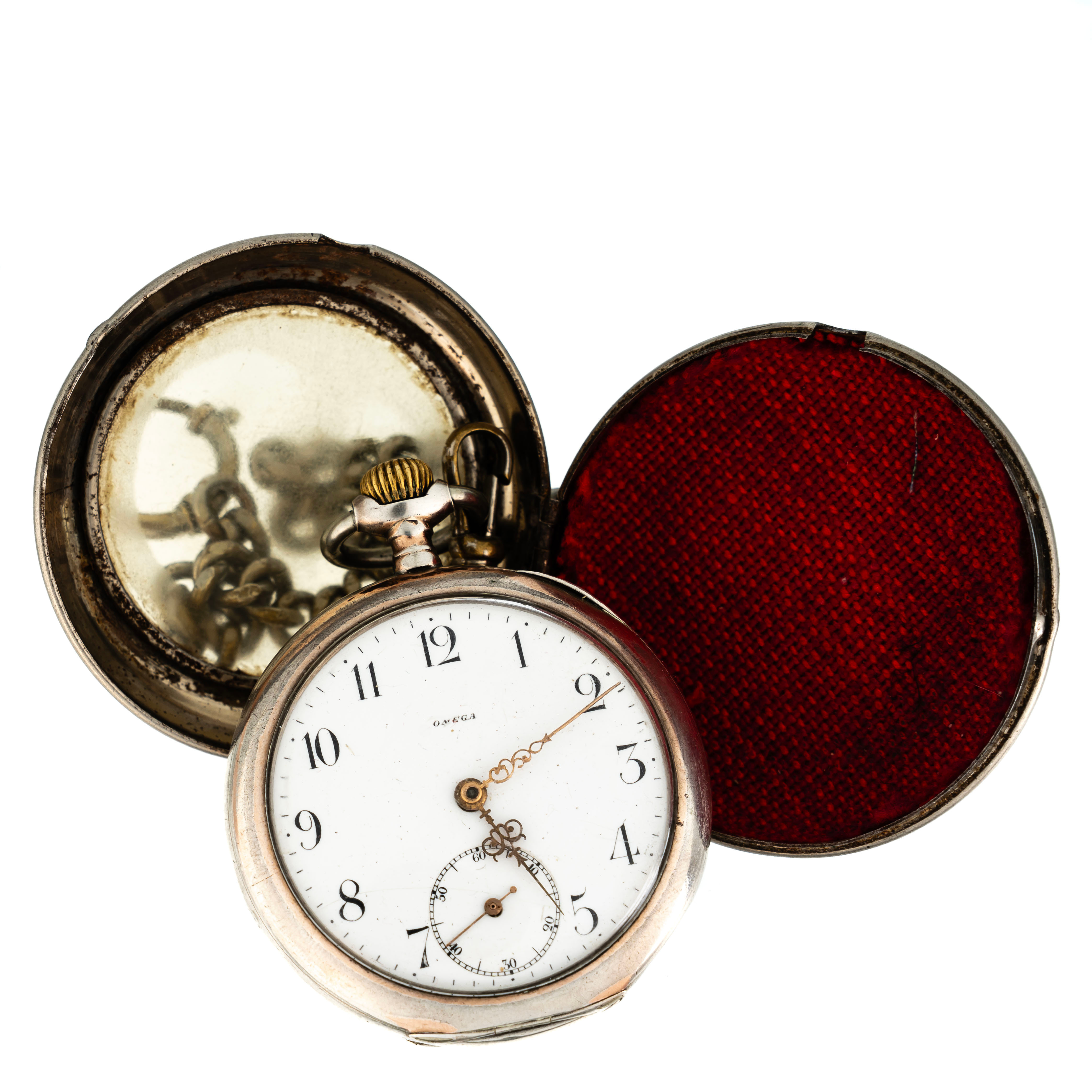 OMEGA, Fickur med kedja & etui, 1900-tal.
