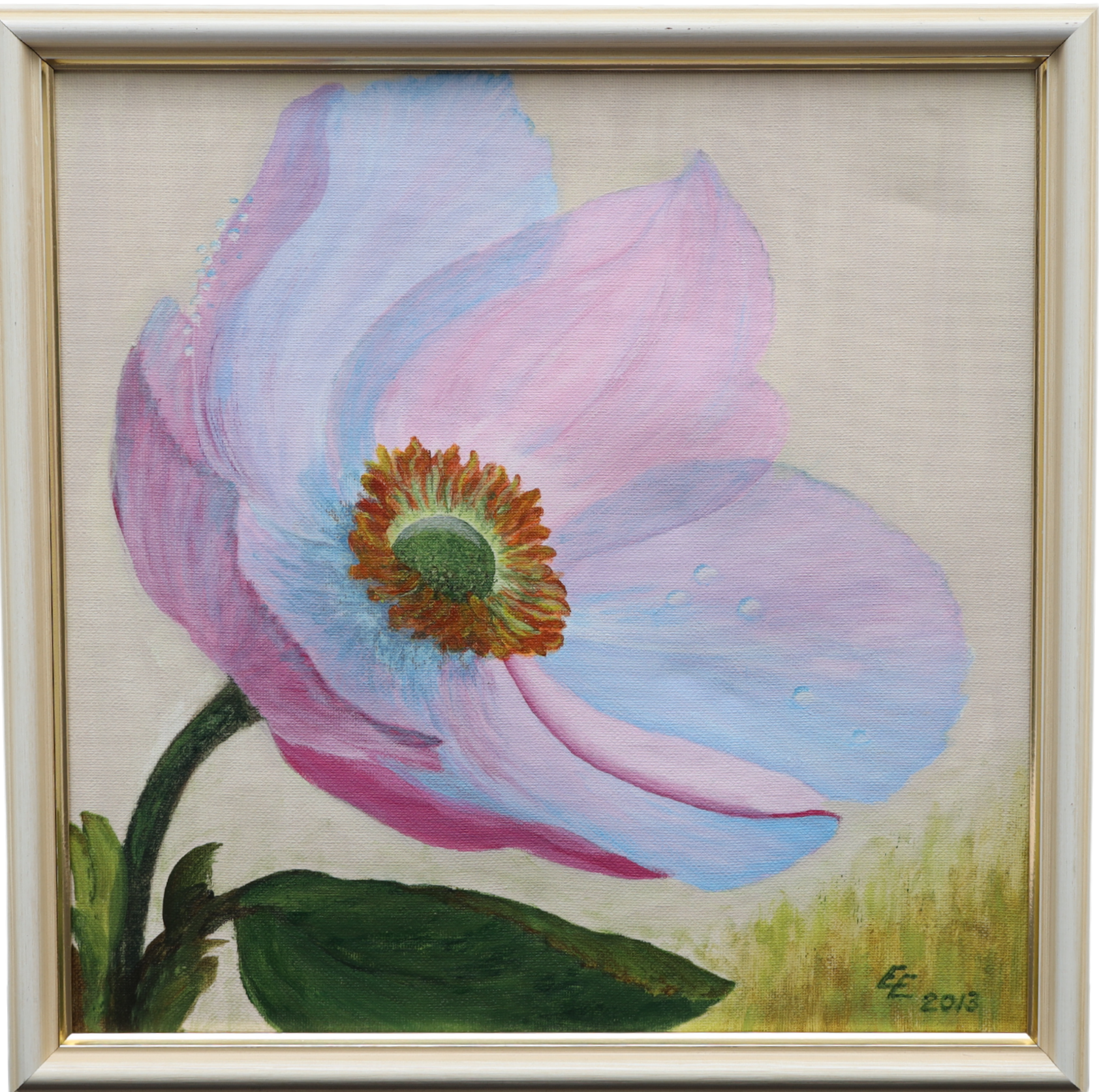 OIDENTIFIERAD KONSTNÄR. Motiv med blomma. Monogramsigerad EE, daterad 2013.