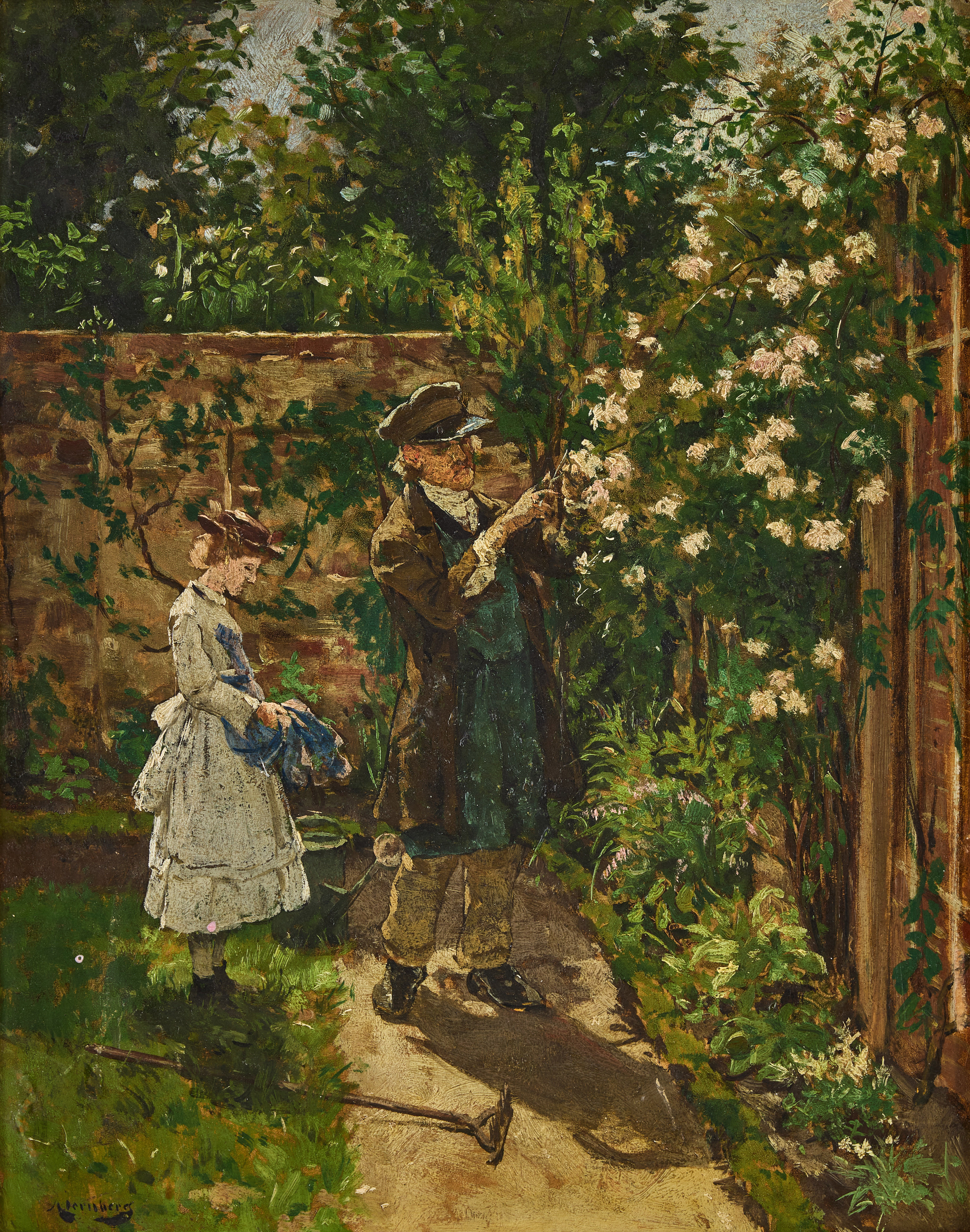 AUGUST JERNBERG. Trädgårdsidyll.
