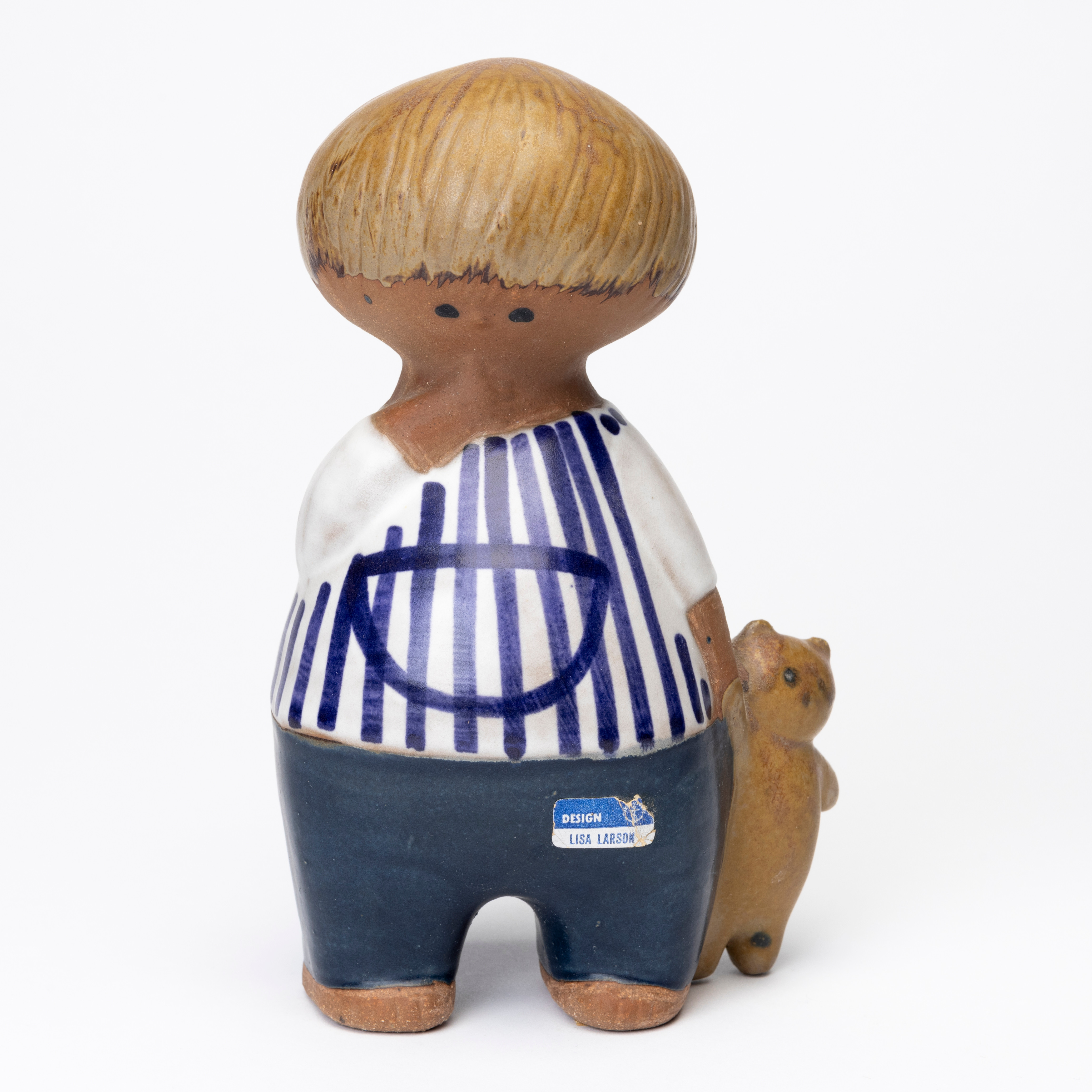 LISA LARSON. Figurin, stengods, "Malin", ur serien "Larsons Ungar", formgiven 1961, signerad och etikettmärkt, Gustavsberg.