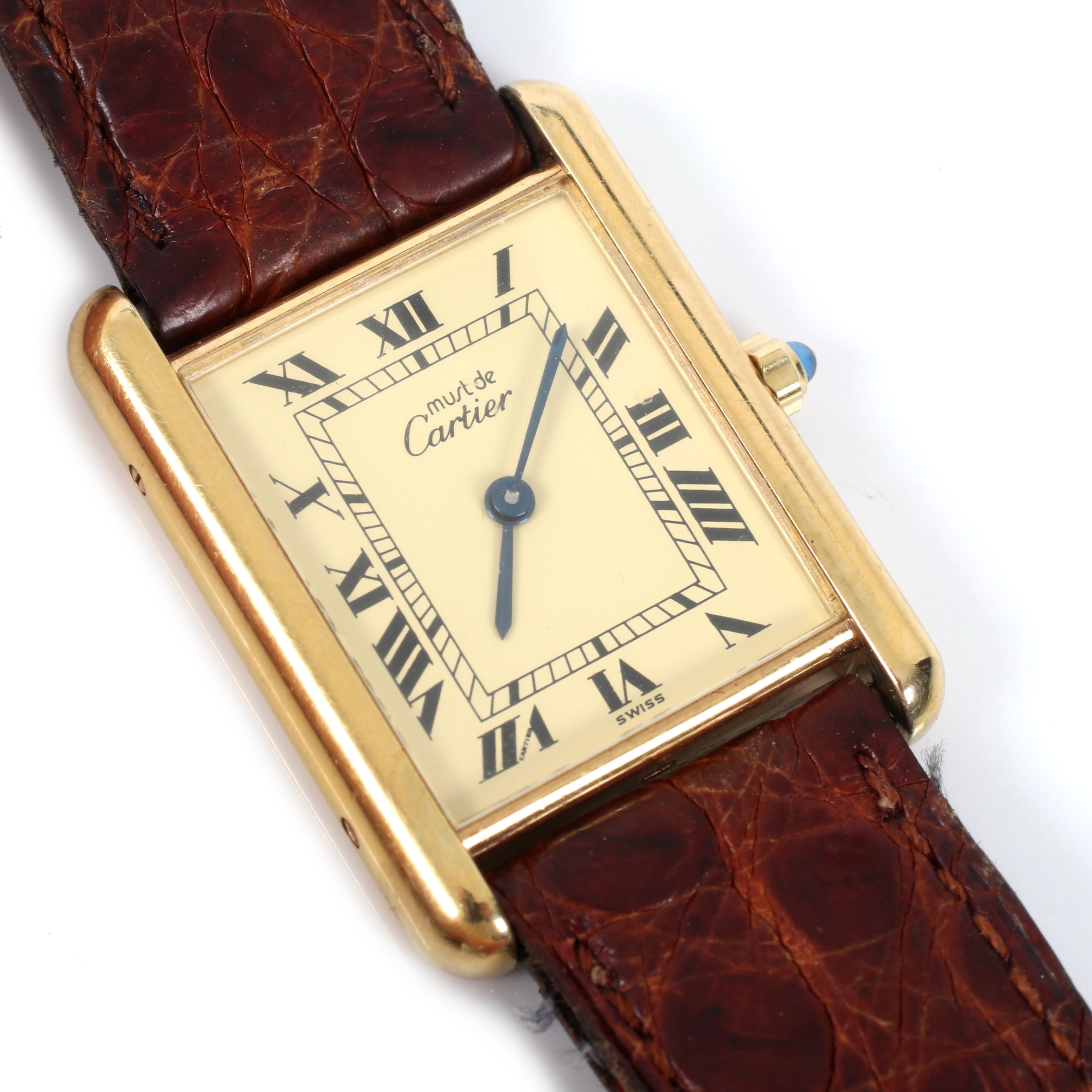 ARMBANDSUR. Must de CARTIER, förgyllt silver, quartz, Vermeil Tank, Schweiz.