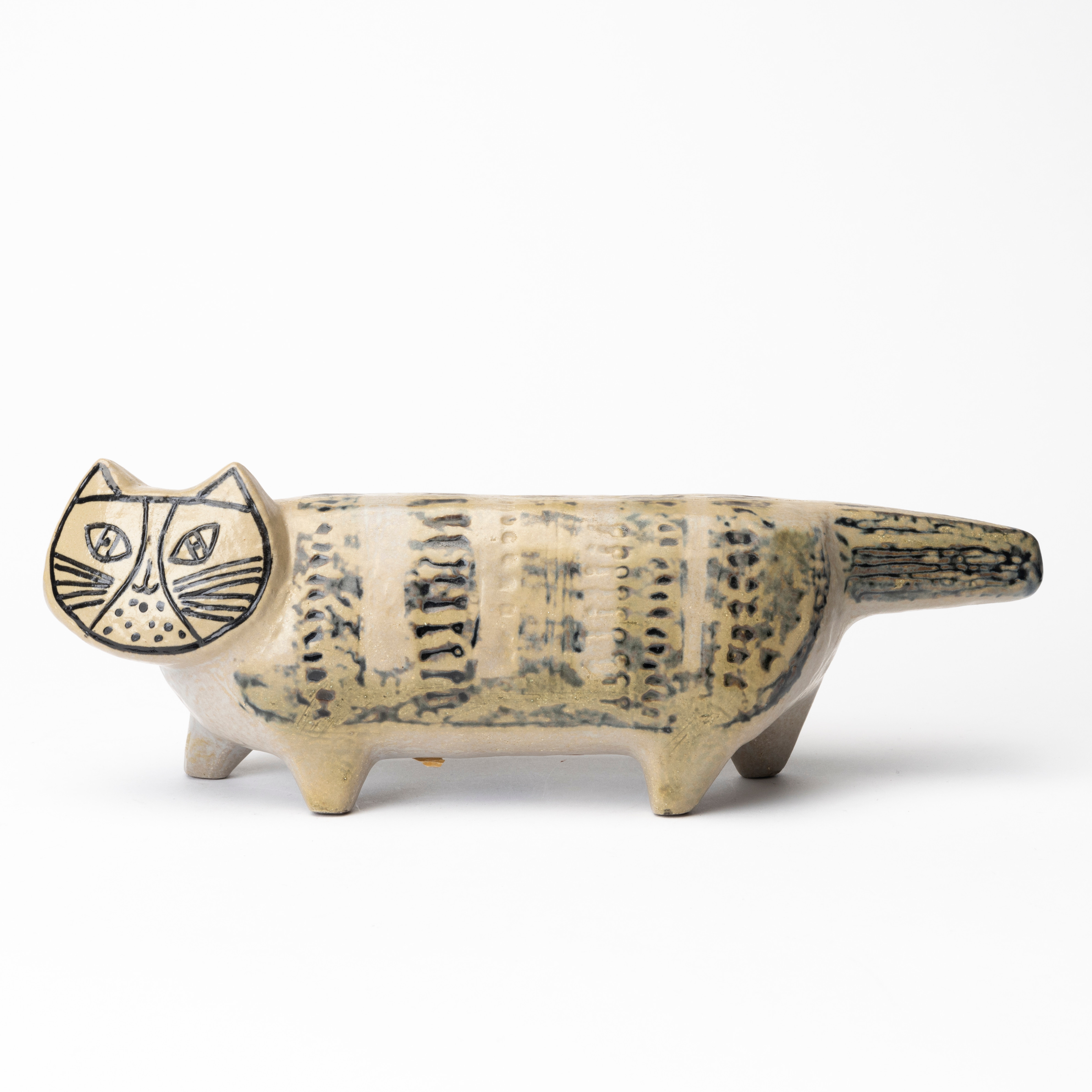 LISA LARSON. Figurin, "Katt", stengods, ur serien "Stora Zoo", formgiven 1957, etikettmärkt, Gustavsberg.