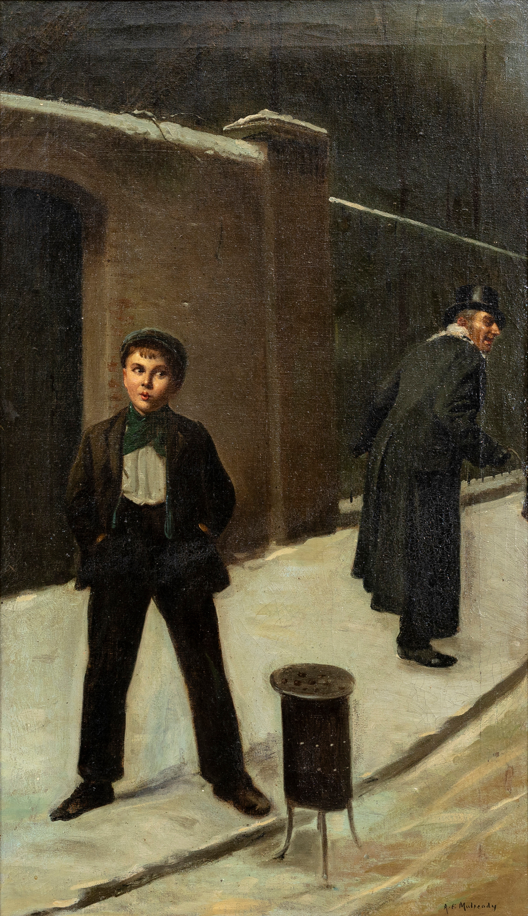 OIDENTIFIERAD KONSTNÄR. Kopia efter Harold H. Piffard, "The Snowball: Guilty or Not Guilty?", olja på duk, signerad A. E Mulready.