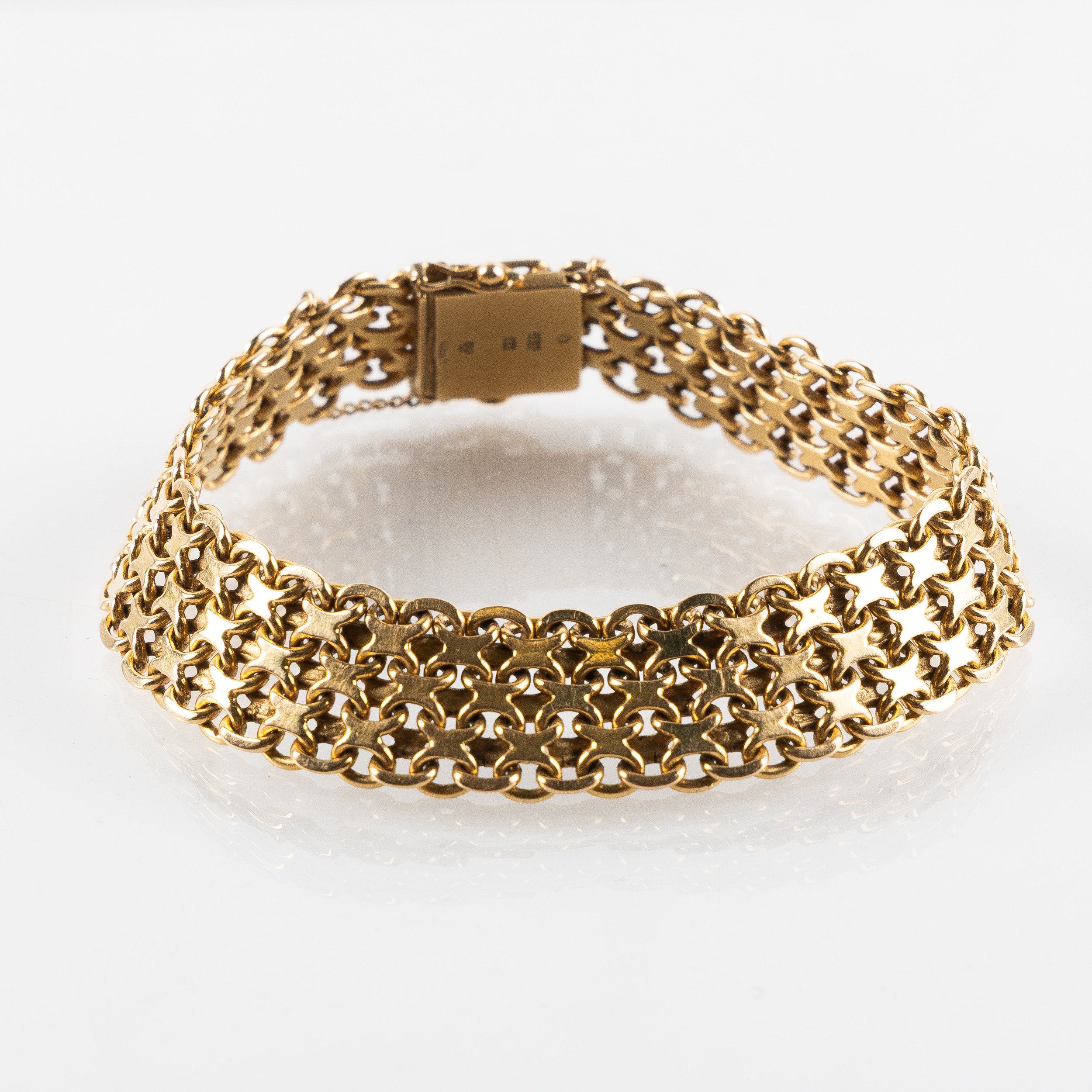 ARMLÄNK, x-länk, otydlig mästarstämpel, Stockholm, 1960, 18K guld.