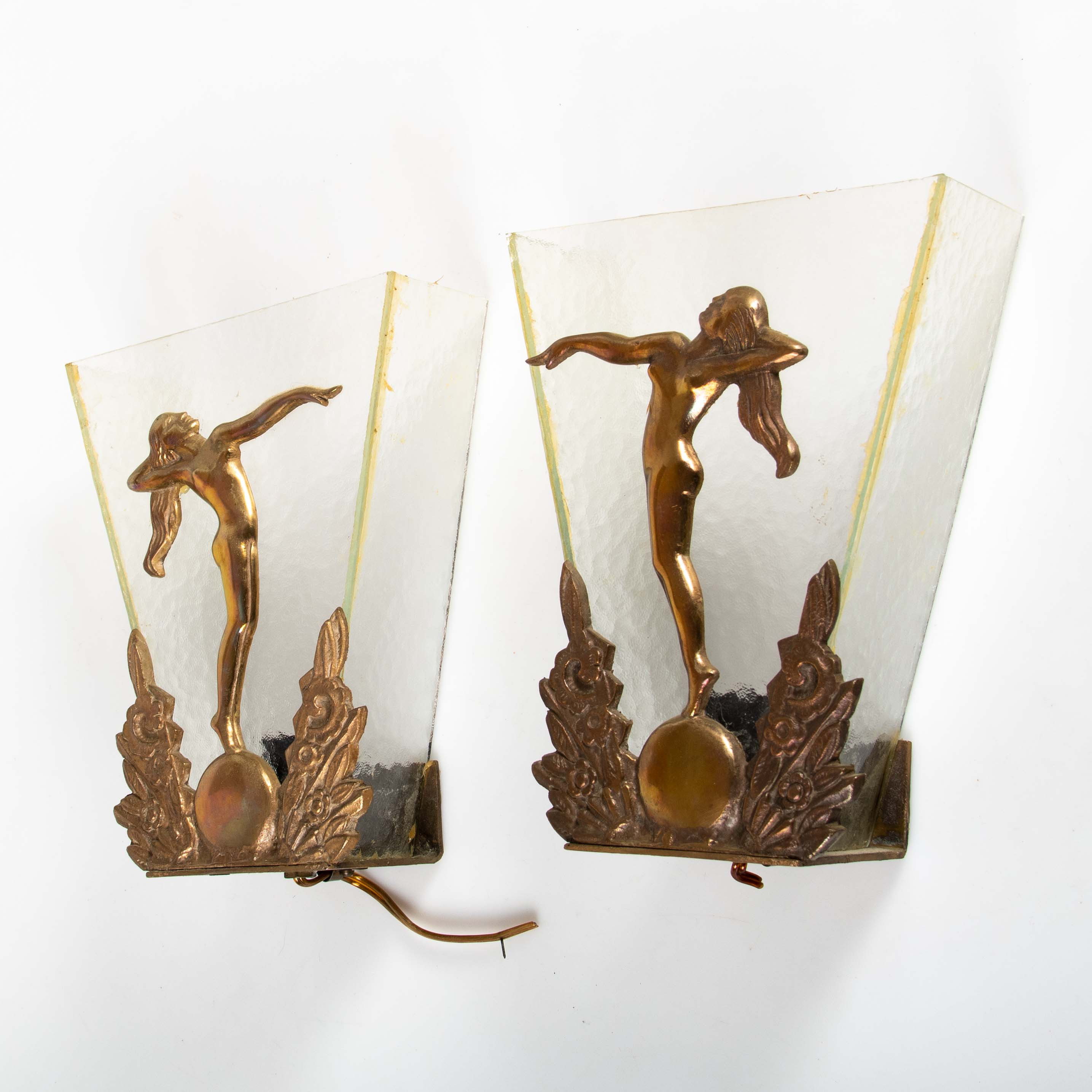 VÄGGLAMPOR, ett par, Art Deco, 1920/30-tal.