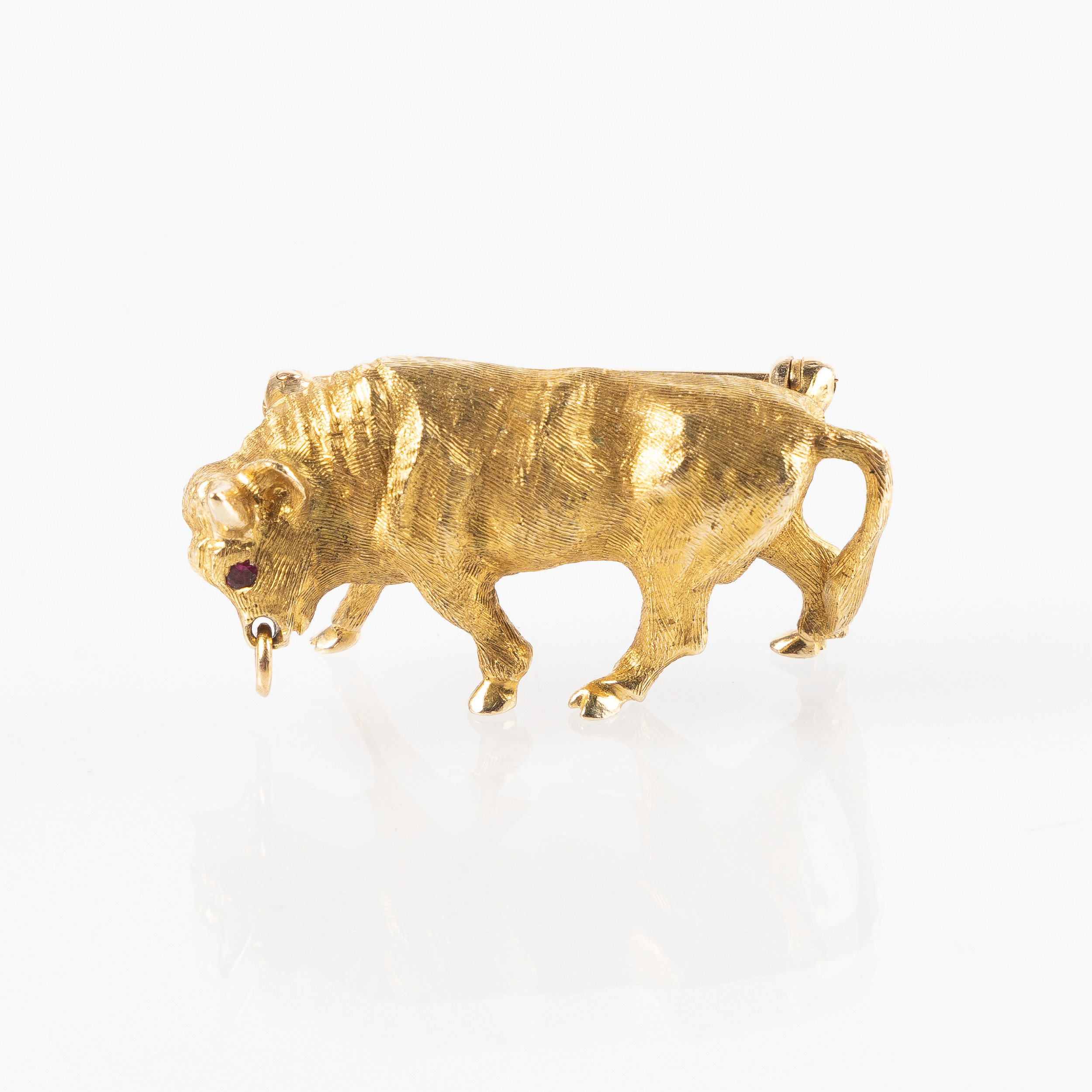 BROSCH, 14K guld, spineller.