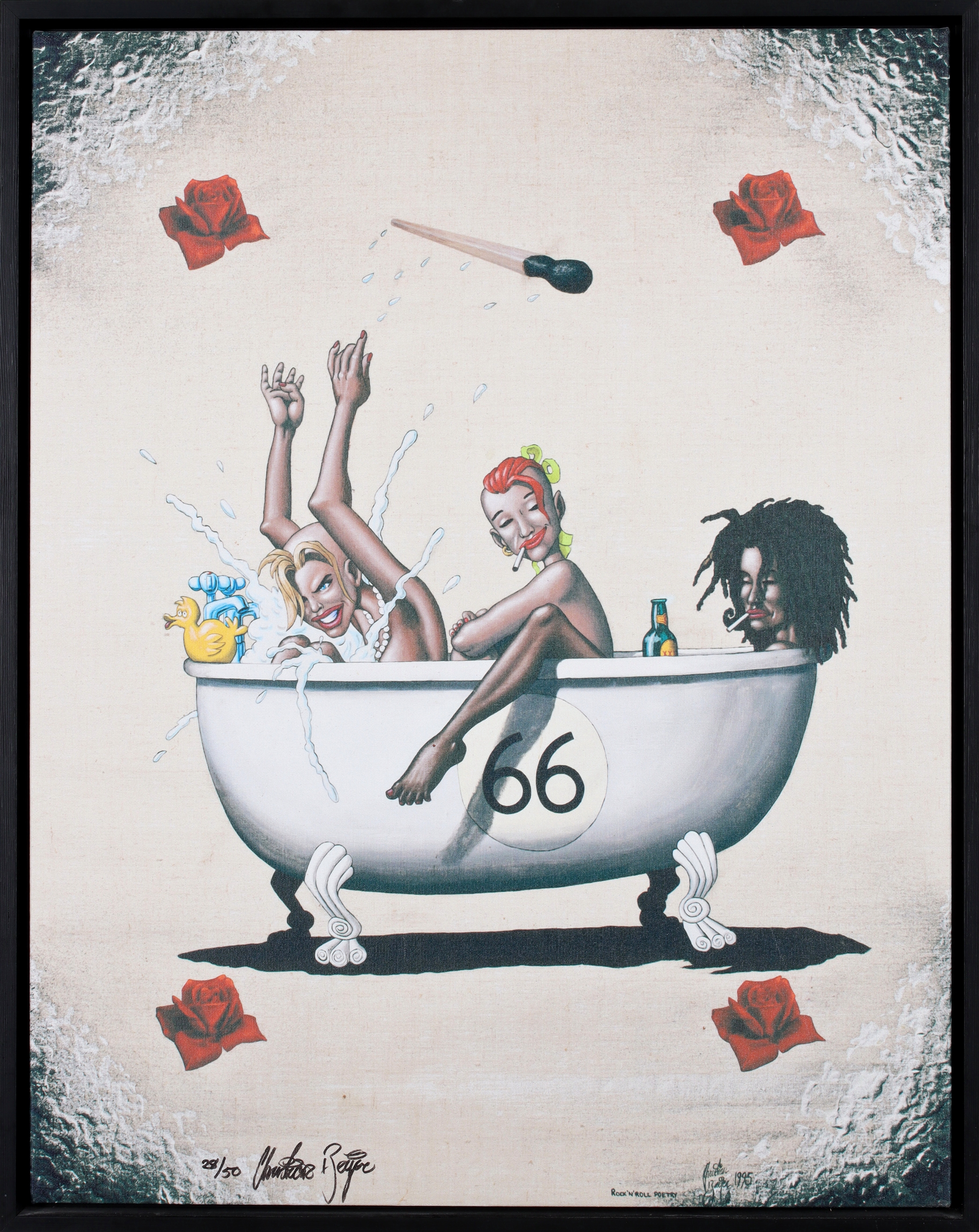 CHRISTIAN BEIJER. "Rock'n'Roll Poetry", serigrafi på duk, signerad och numrerad 28/50.