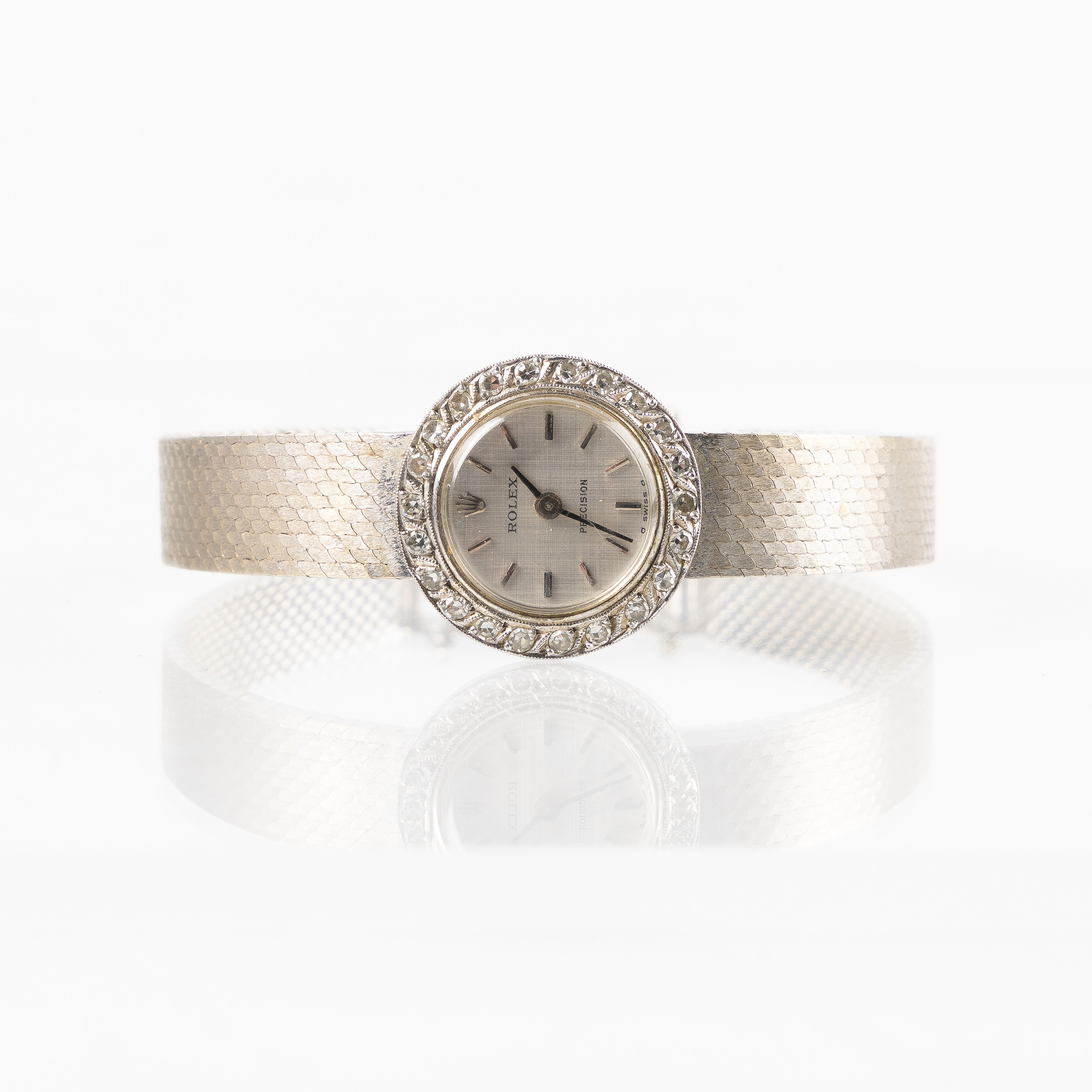 ROLEX, Precision, smyckesur, 18K vitguld, diamantring. ca 1965.