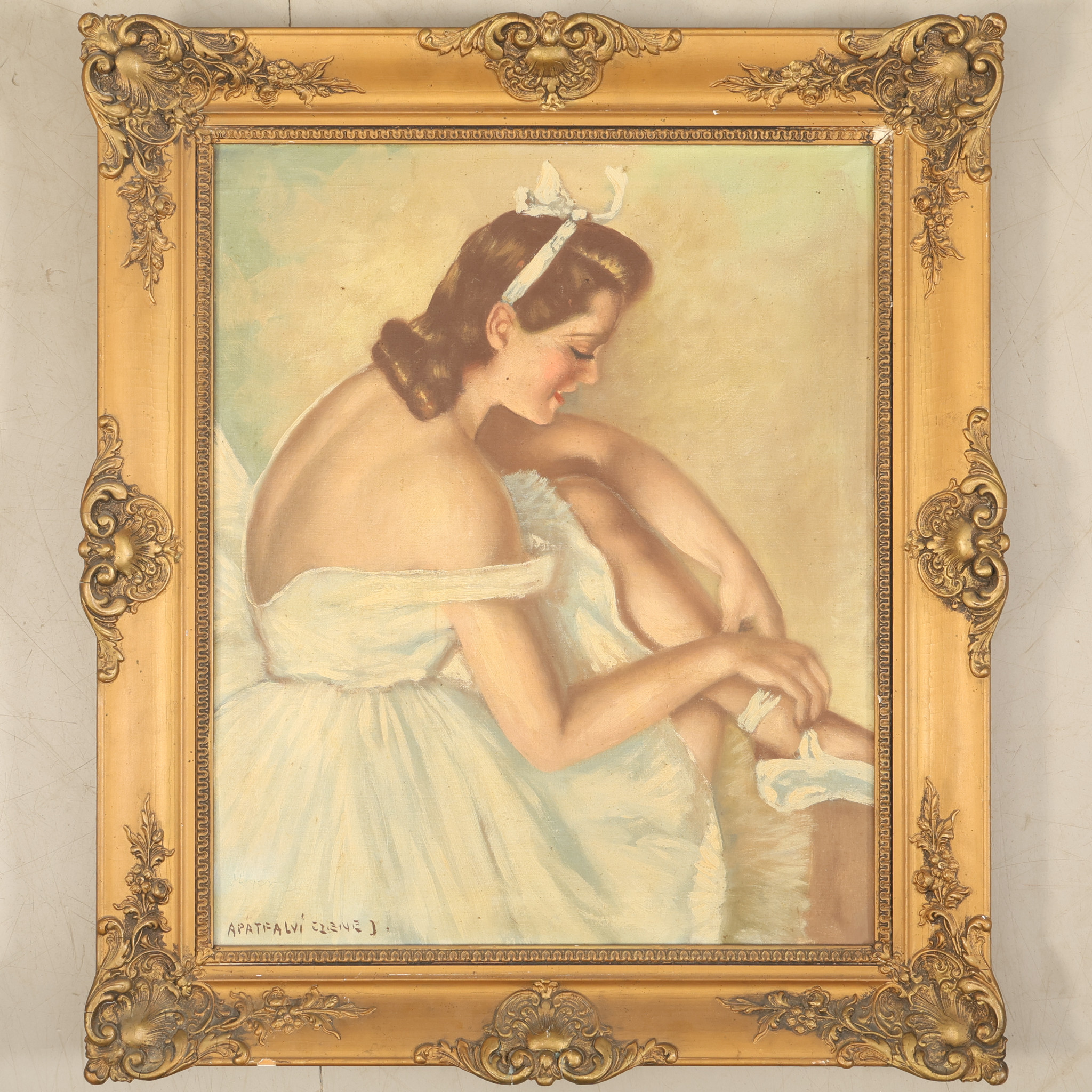 CZENE JANOS APATFALVI. Olja på duk, signerad, ballerina.