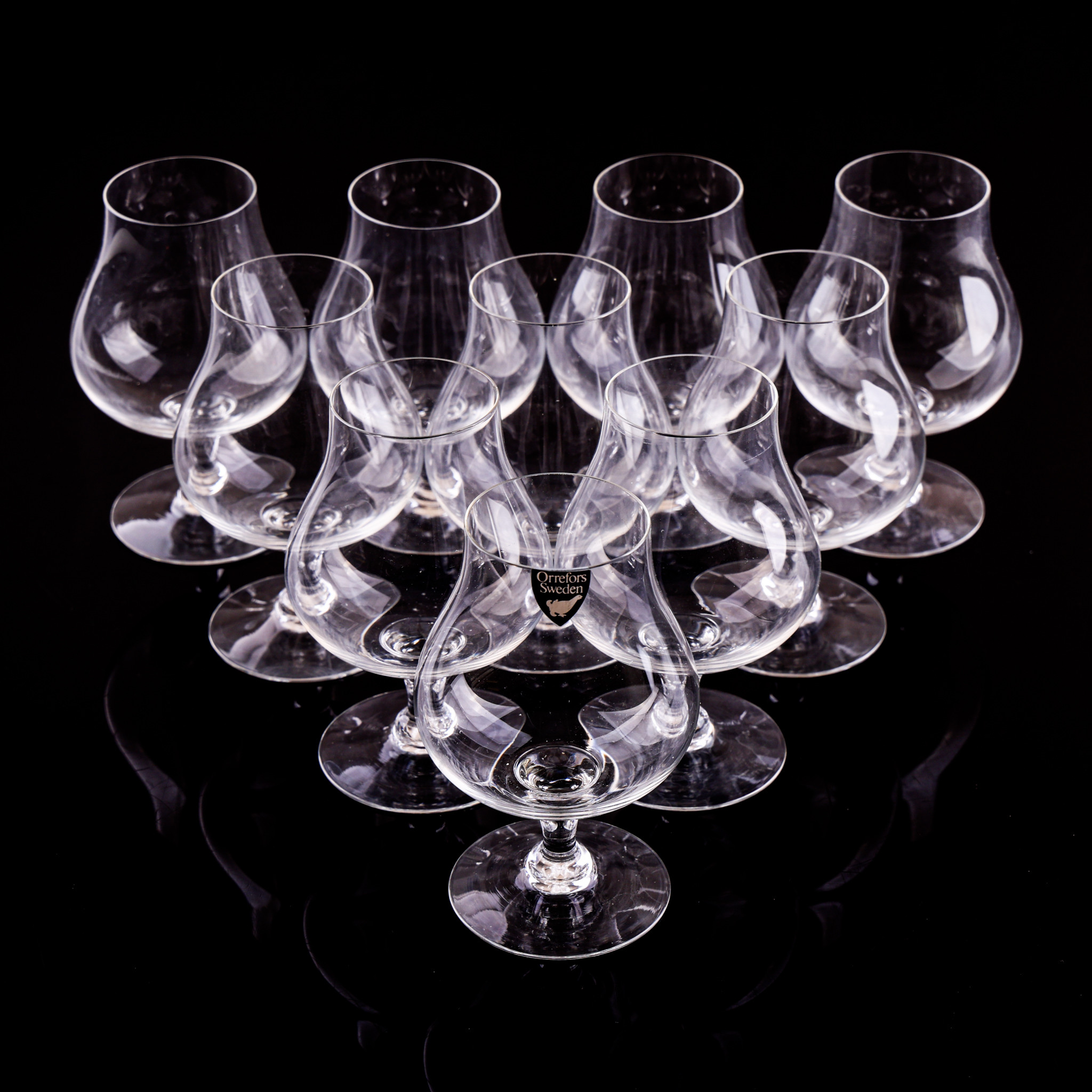 COGNACSKUPOR, 10 st, Nils Landberg, Orrefors.