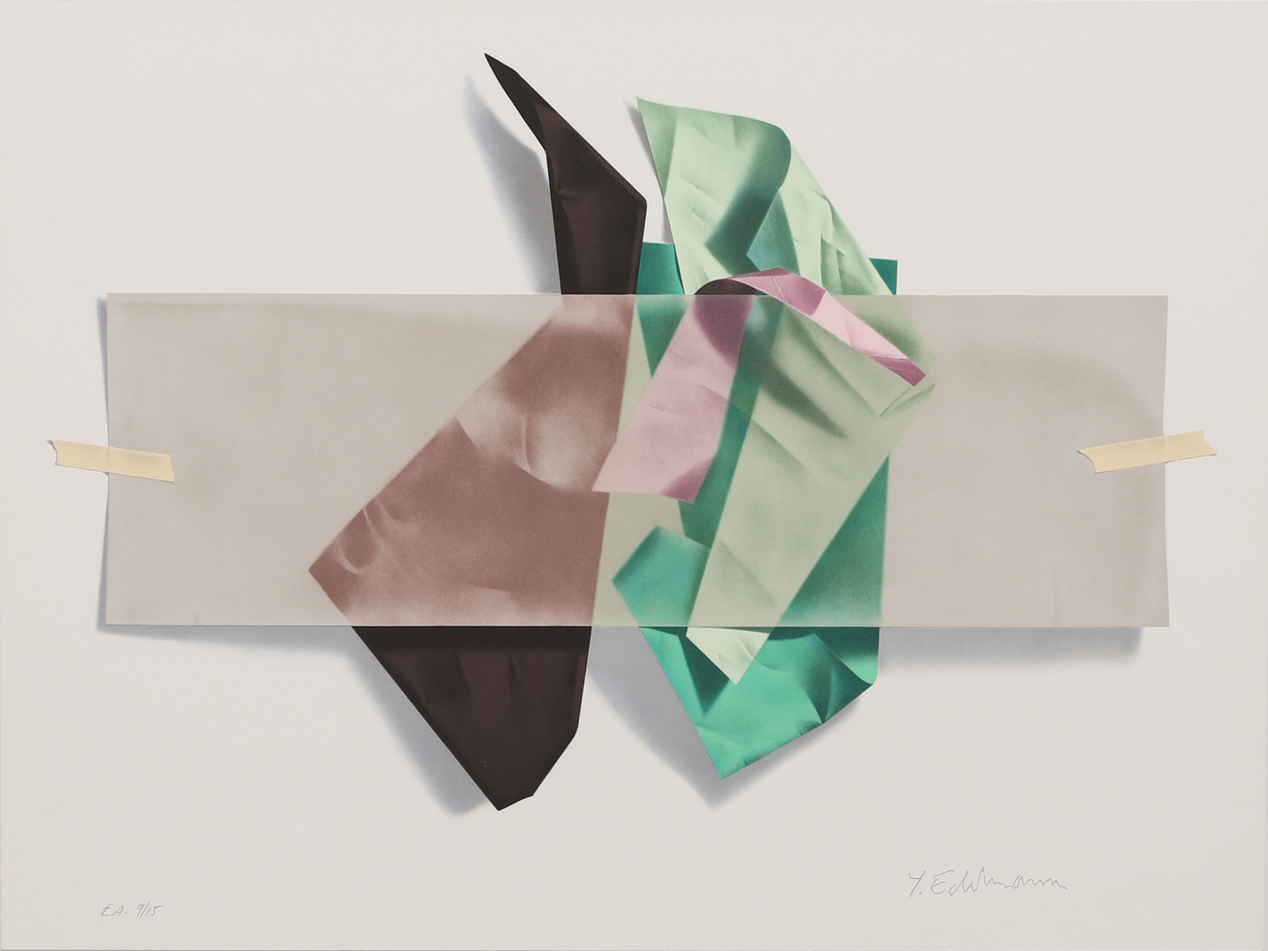 YRJÖ EDELMANN. Paper objects with transparent, litografi, stämpelsignerad och numrerad EA 9/15.