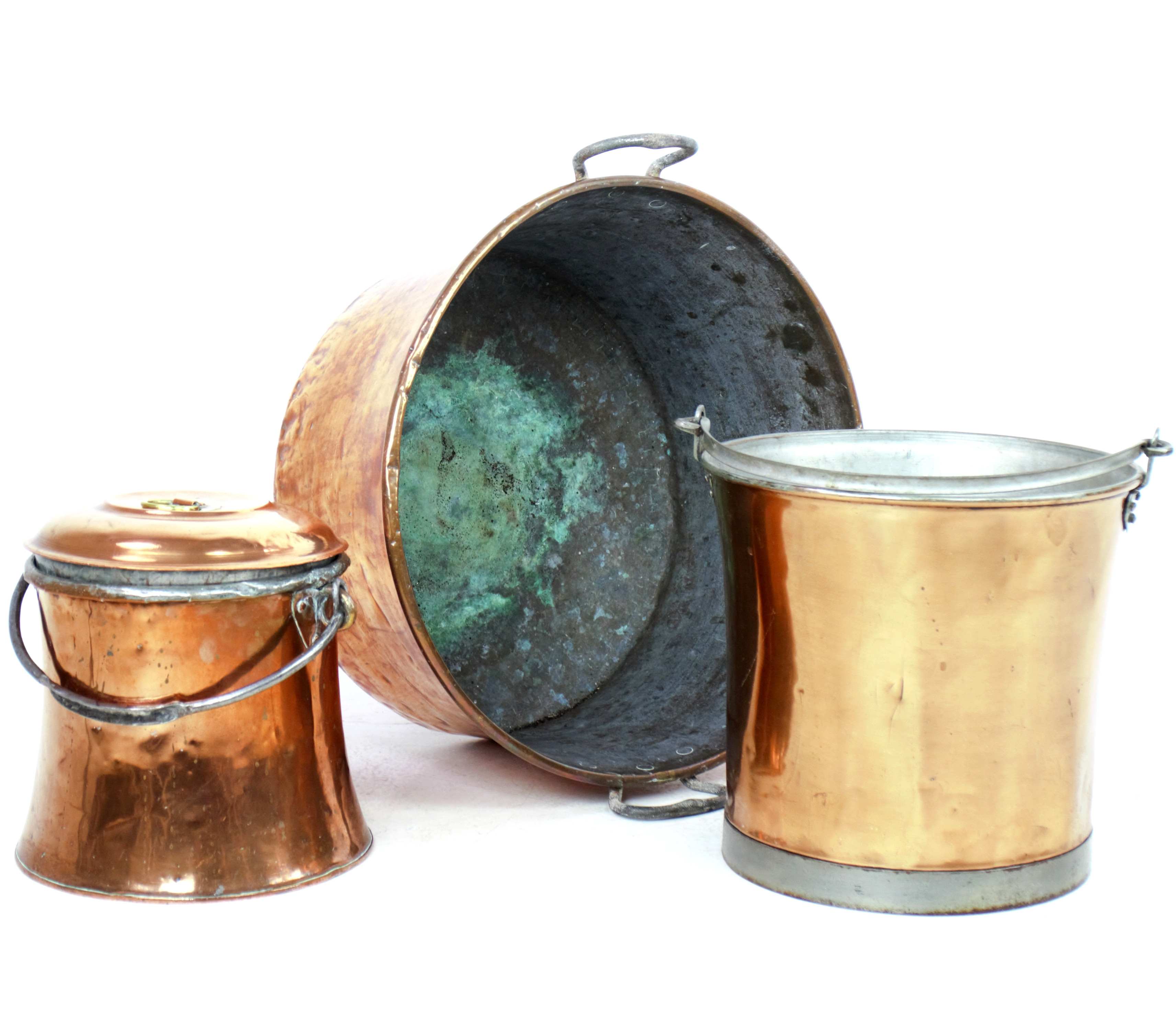 KOPPARGRYTA, KOPPARHINK och KOPPARHINK med lock, 3 delar, 1900-tal.