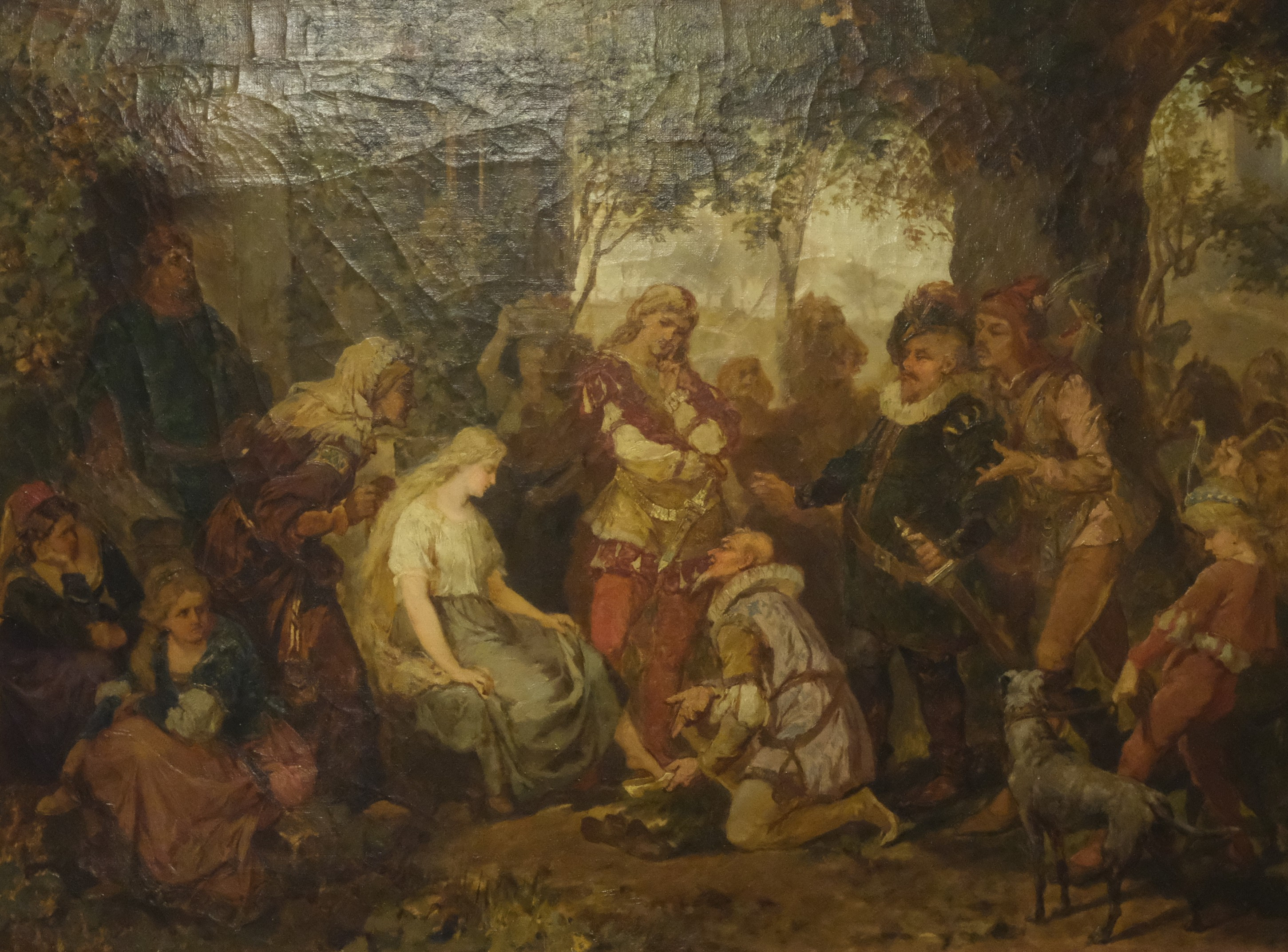 OKÄND KONSTNÄR, MOTIV EFTER ASKUNGEN, OLJA PÅ DUK, OMKRING 1900.