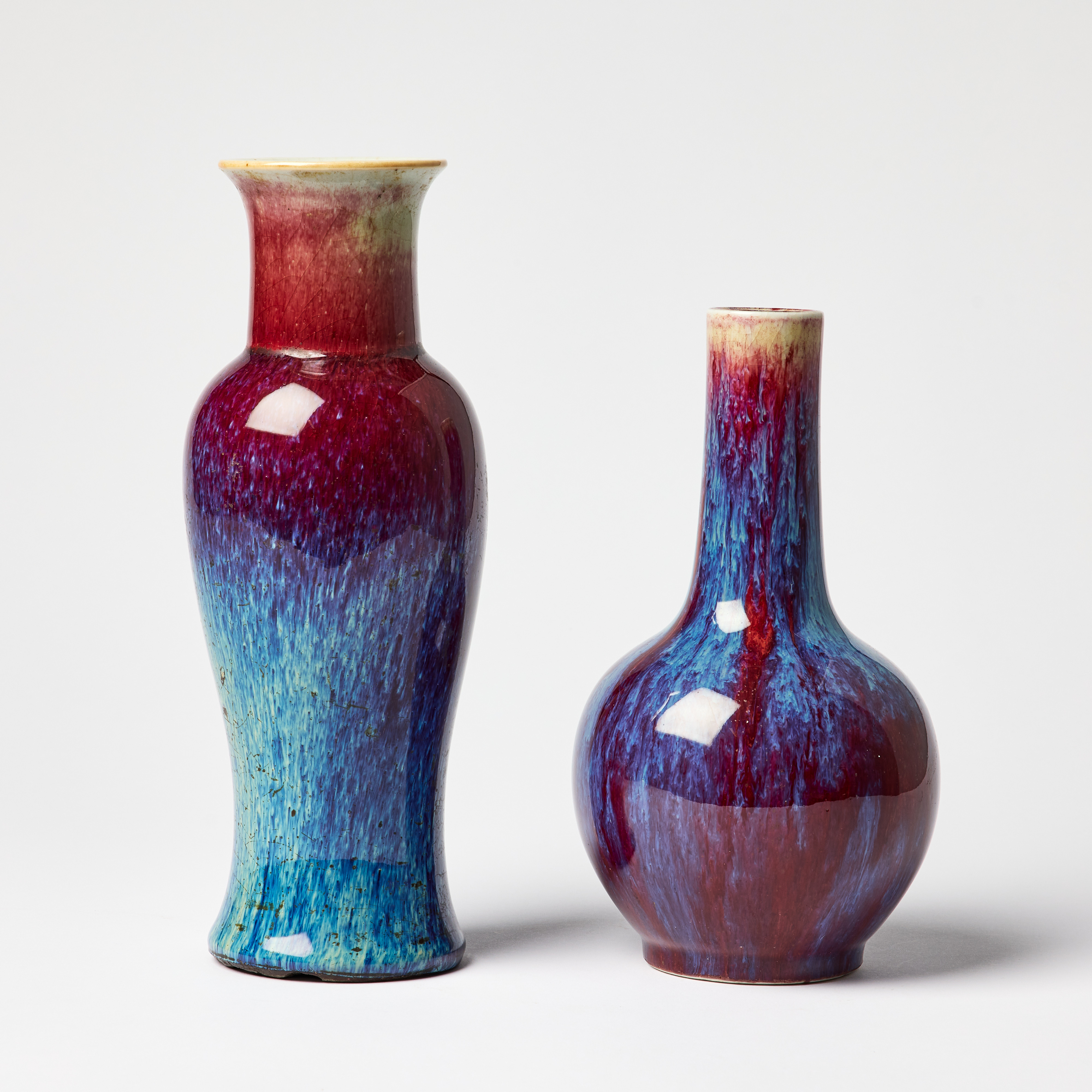 Two Chinese Flambé-Glazed Vases.