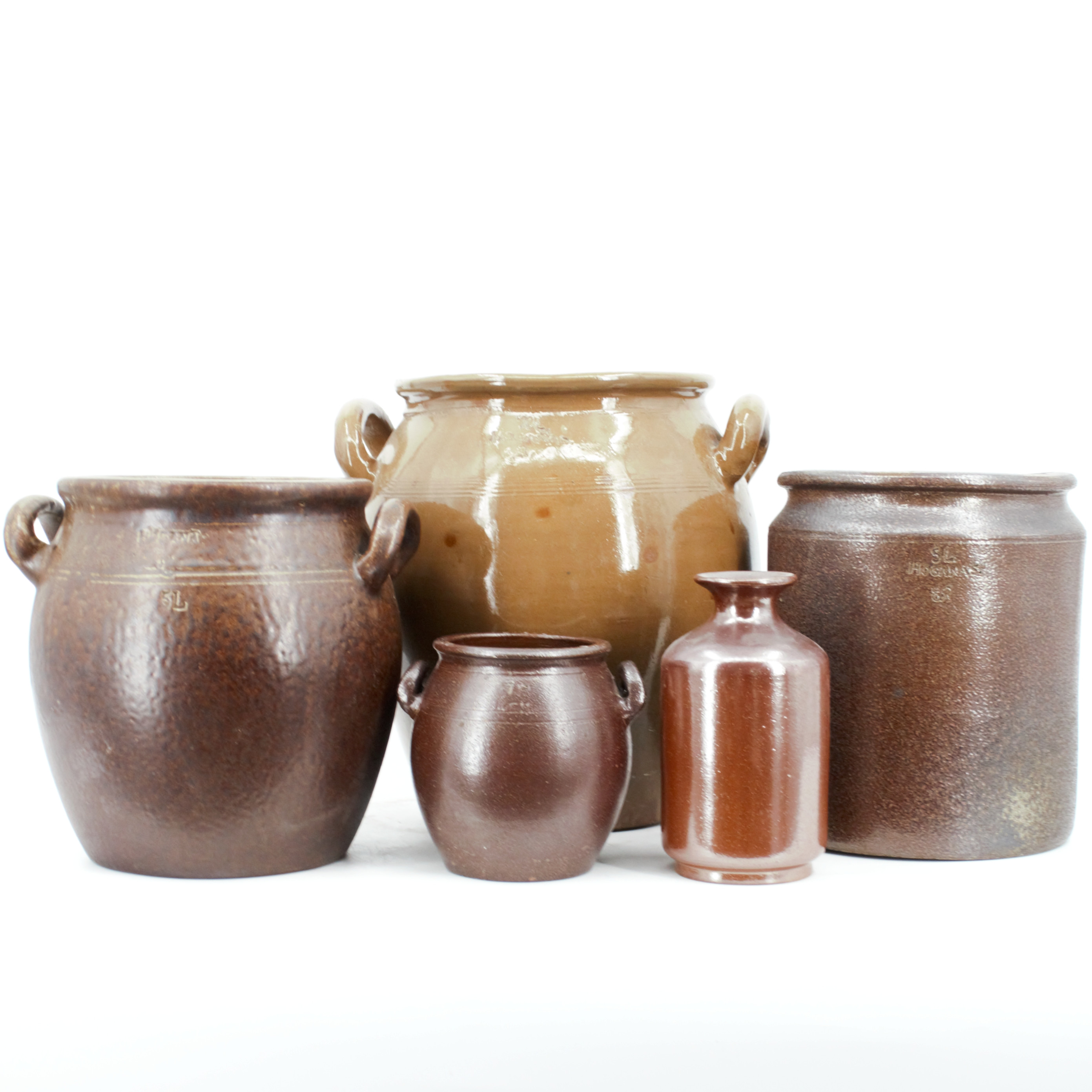 KRUS och VAS, 5 delar, glaserat stengods, Höganäs Bolaget.