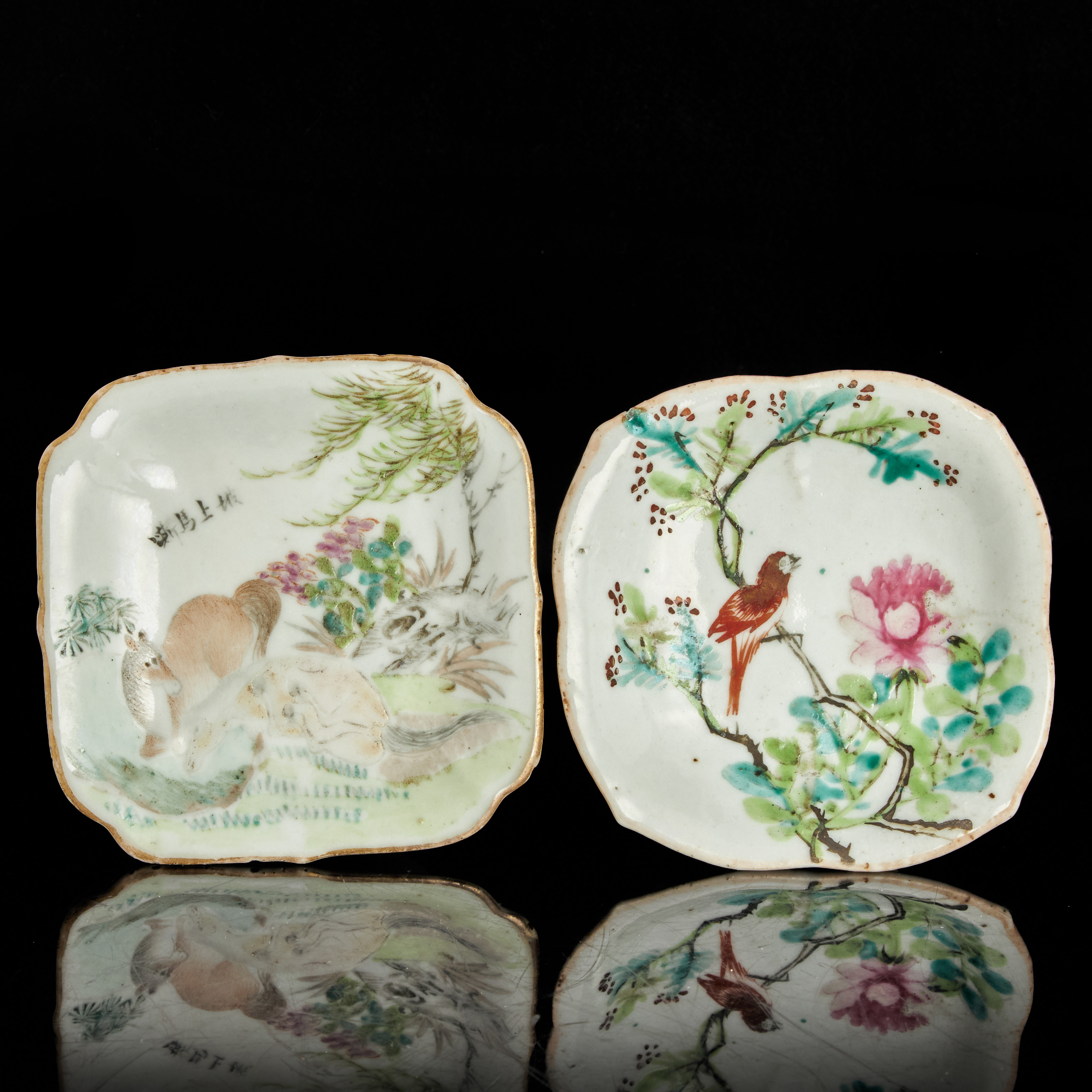 FAT på FOT (2), porslin, Kina, dekor i emaljfärger bla i "qianjiang cai" av hästar, sen Qingdynastin (1644-1912).