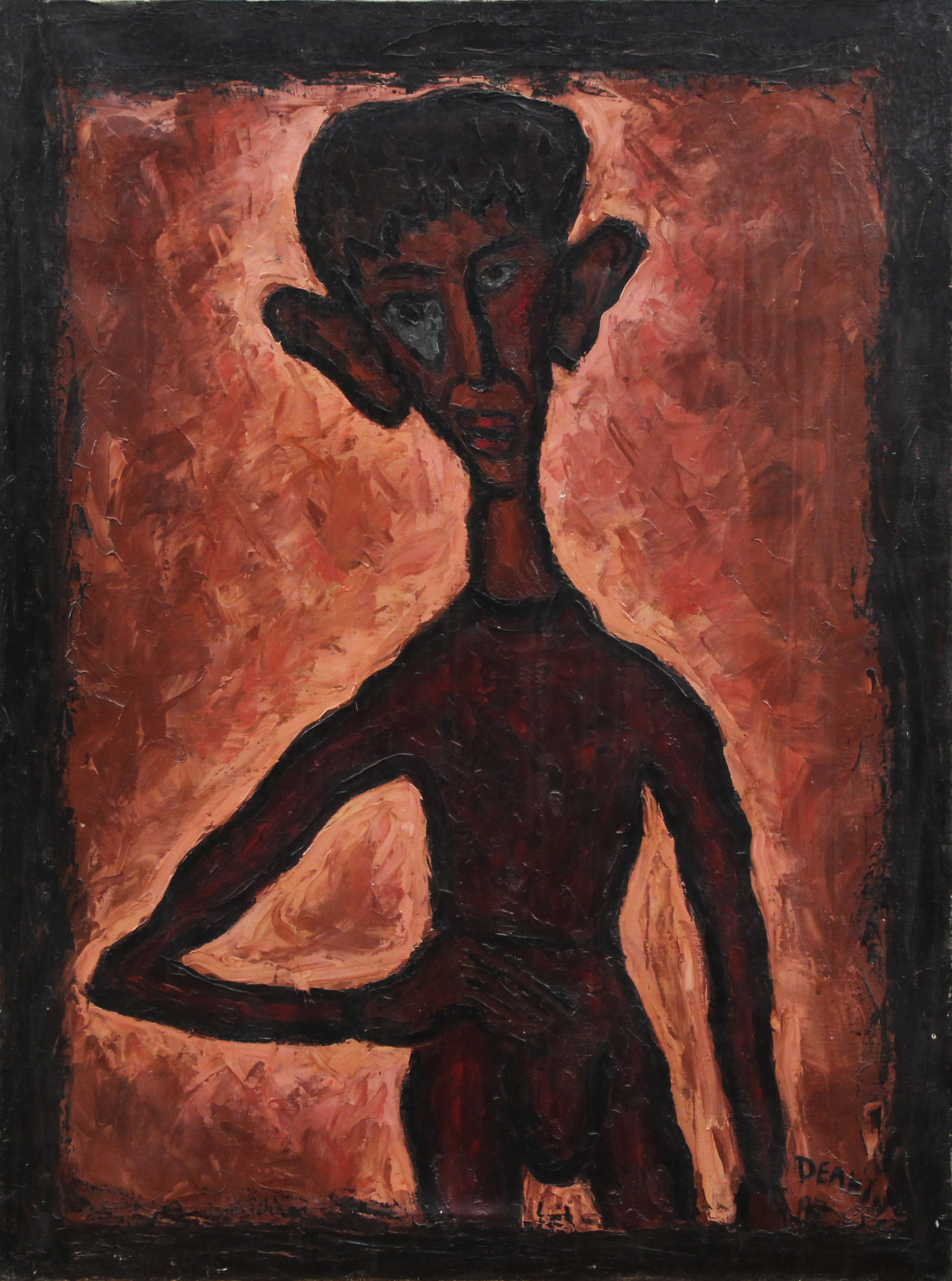 JOHN DEAKIN. OLJA, på duk "The Acrobat" a tergo daterad Oct 1937.