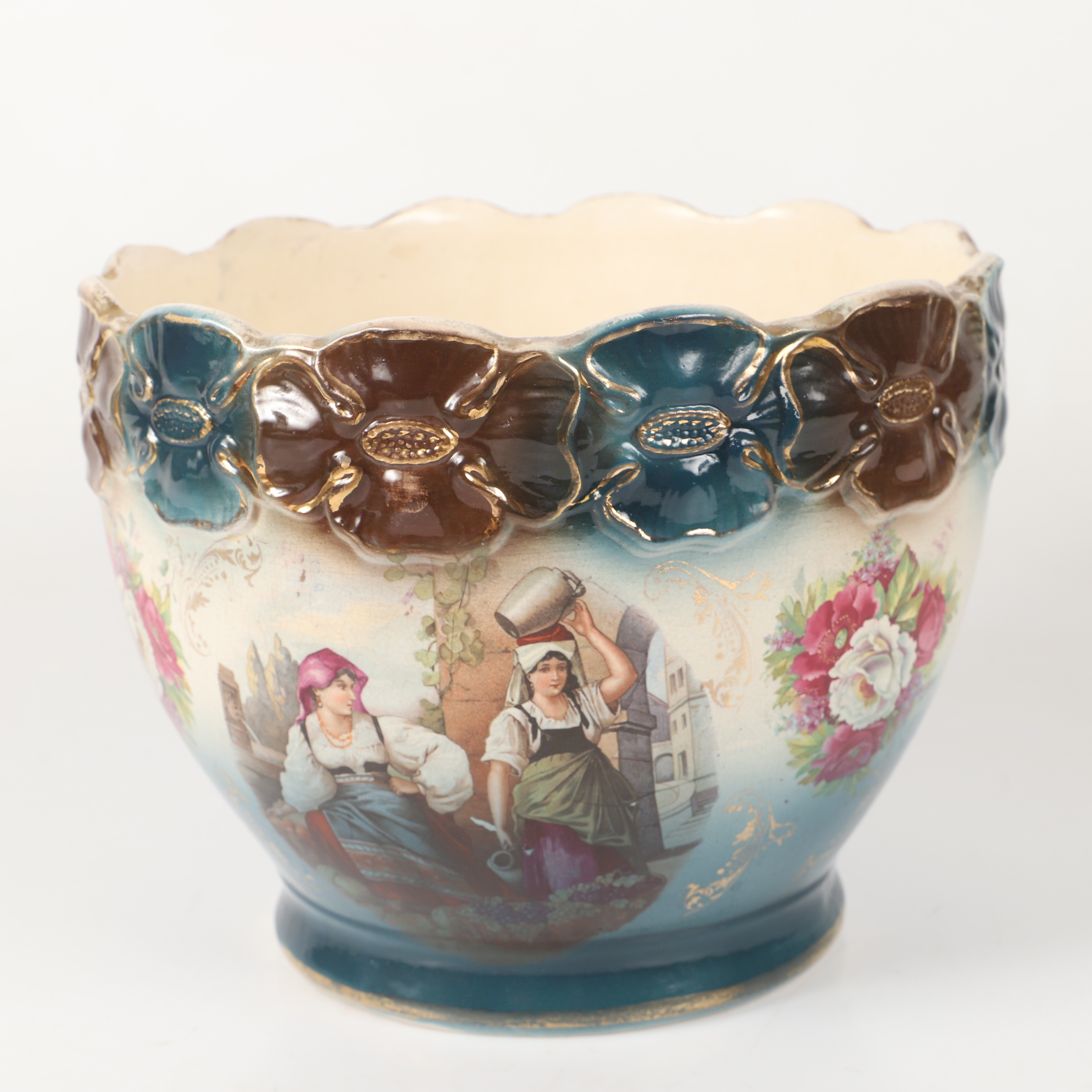 YTTERFODER, glaserat flintgods med blomstermotiv, Pansy, England.
