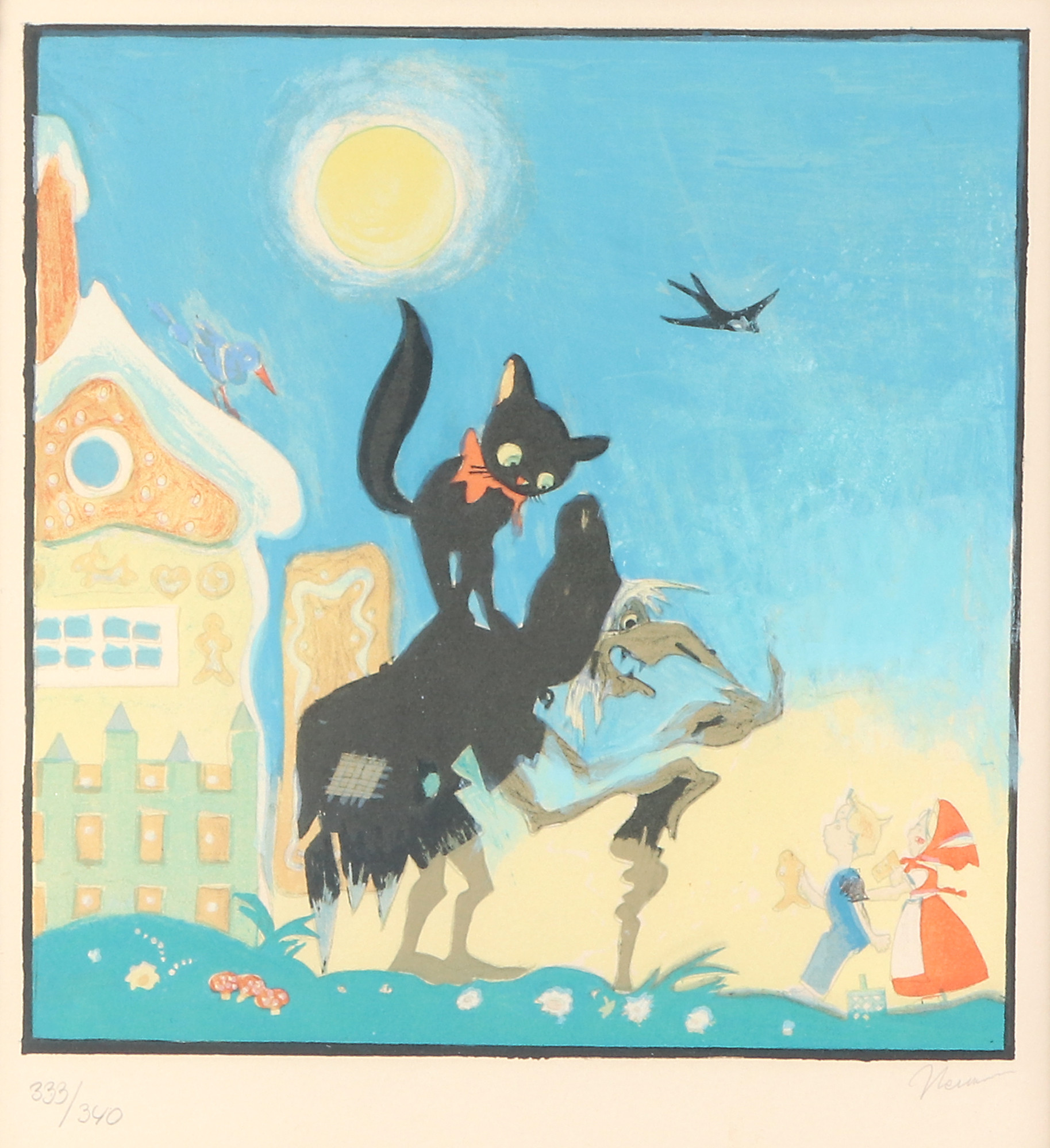 EINAR NERMAN. Litografi, 333/340. Hans och Greta. Signerad.