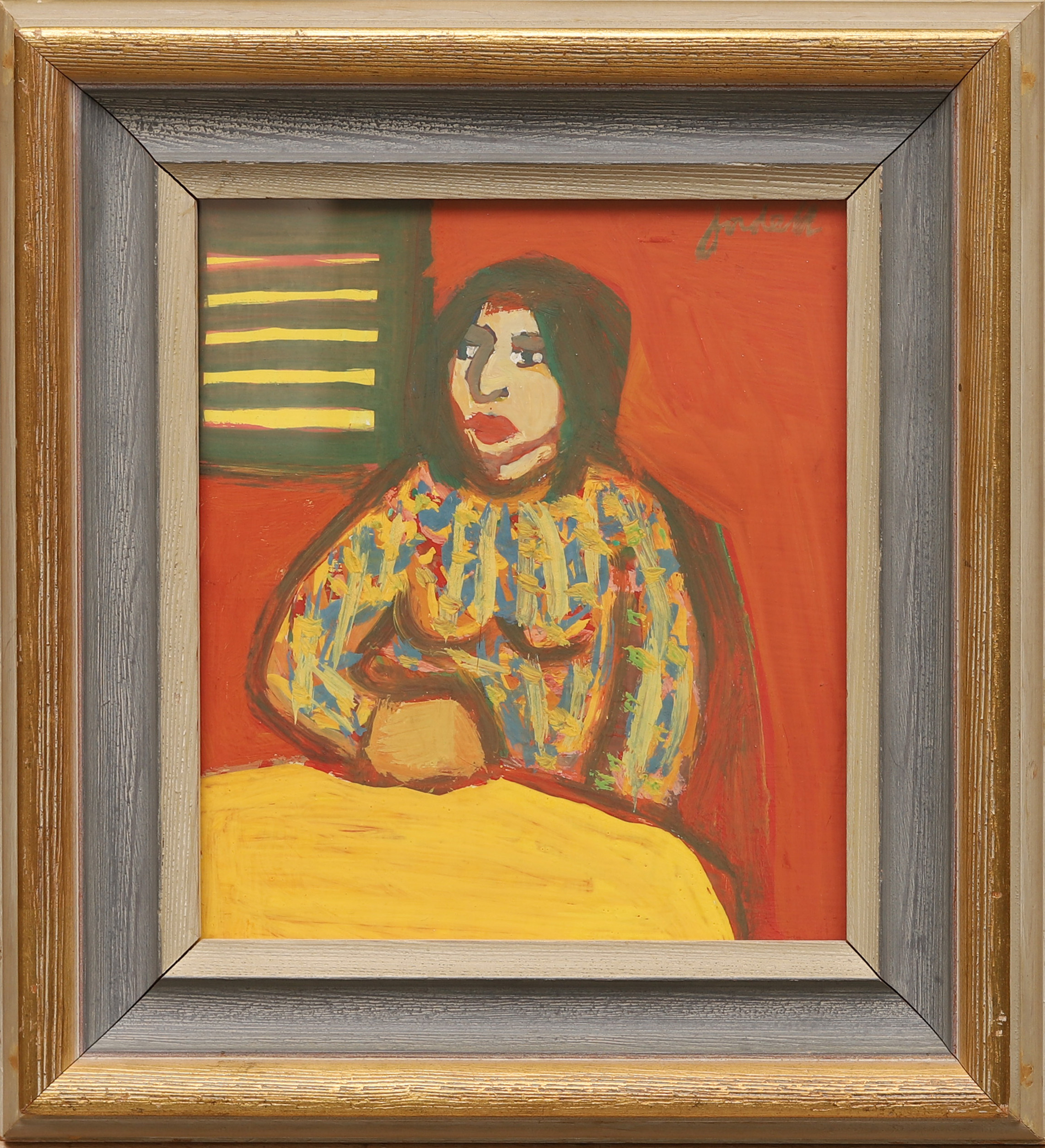 IVAN JORDELL. Kvinna vid bord, gouache, signerad.