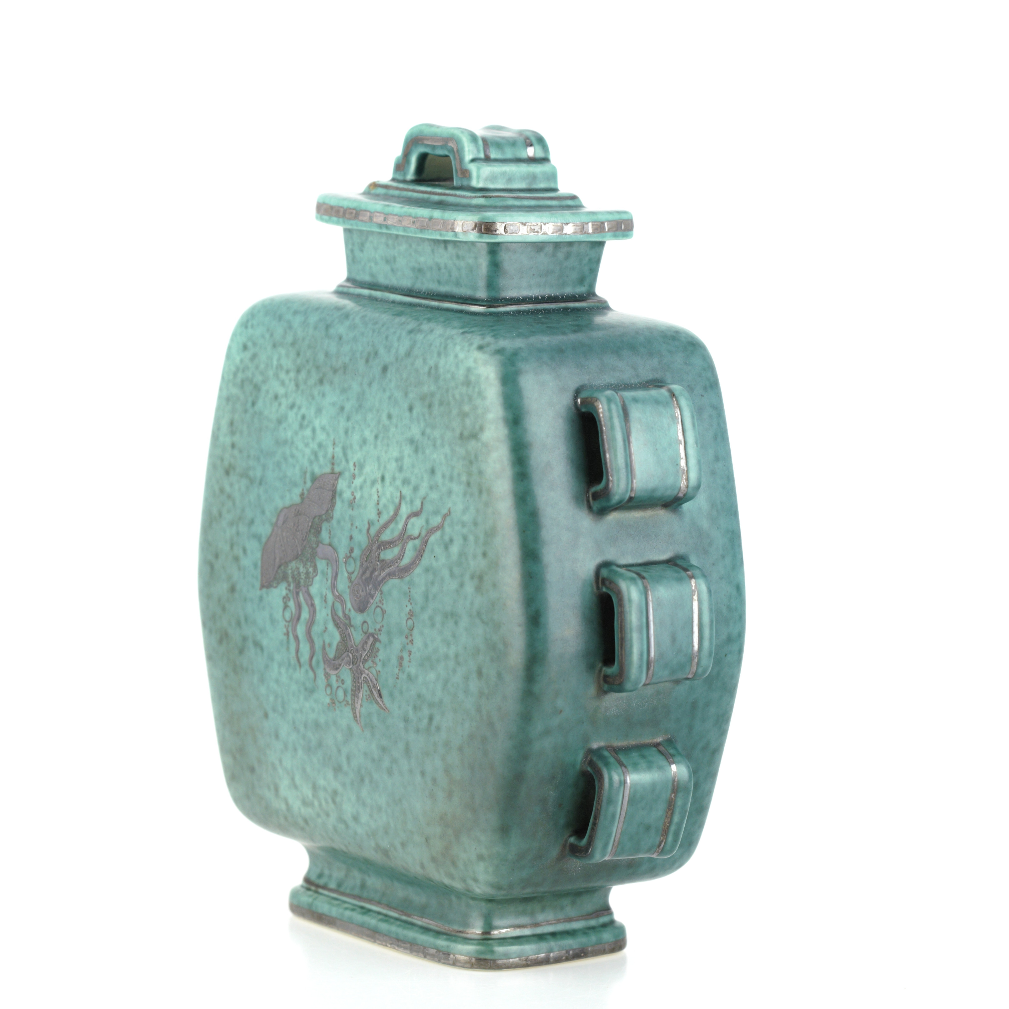 WILHELM KÅGE. Lockurna, "Argenta", dekor i form av sjöjungfru och bläckfisk, manet och sjöstjärna, Gustavsberg.