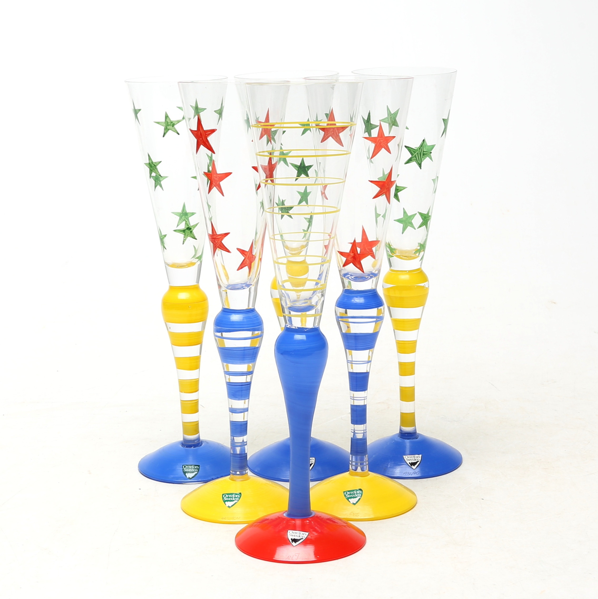 ANNE NILSSON. CHAMPAGNEGLAS 6 st, Orrefors "Clown".